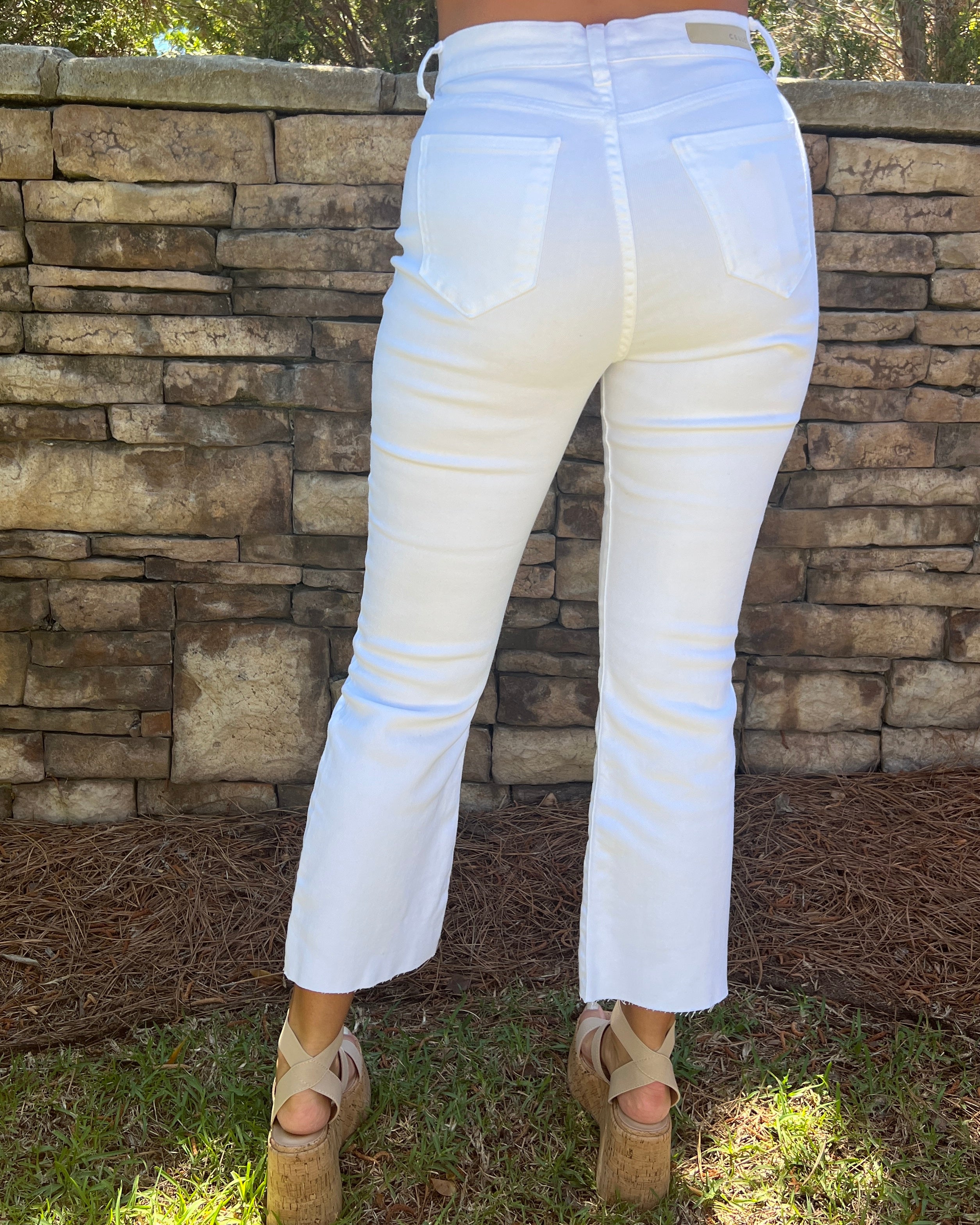 Run On Dreams White High Rise Crop Flares-Shop-Womens-Boutique-Clothing