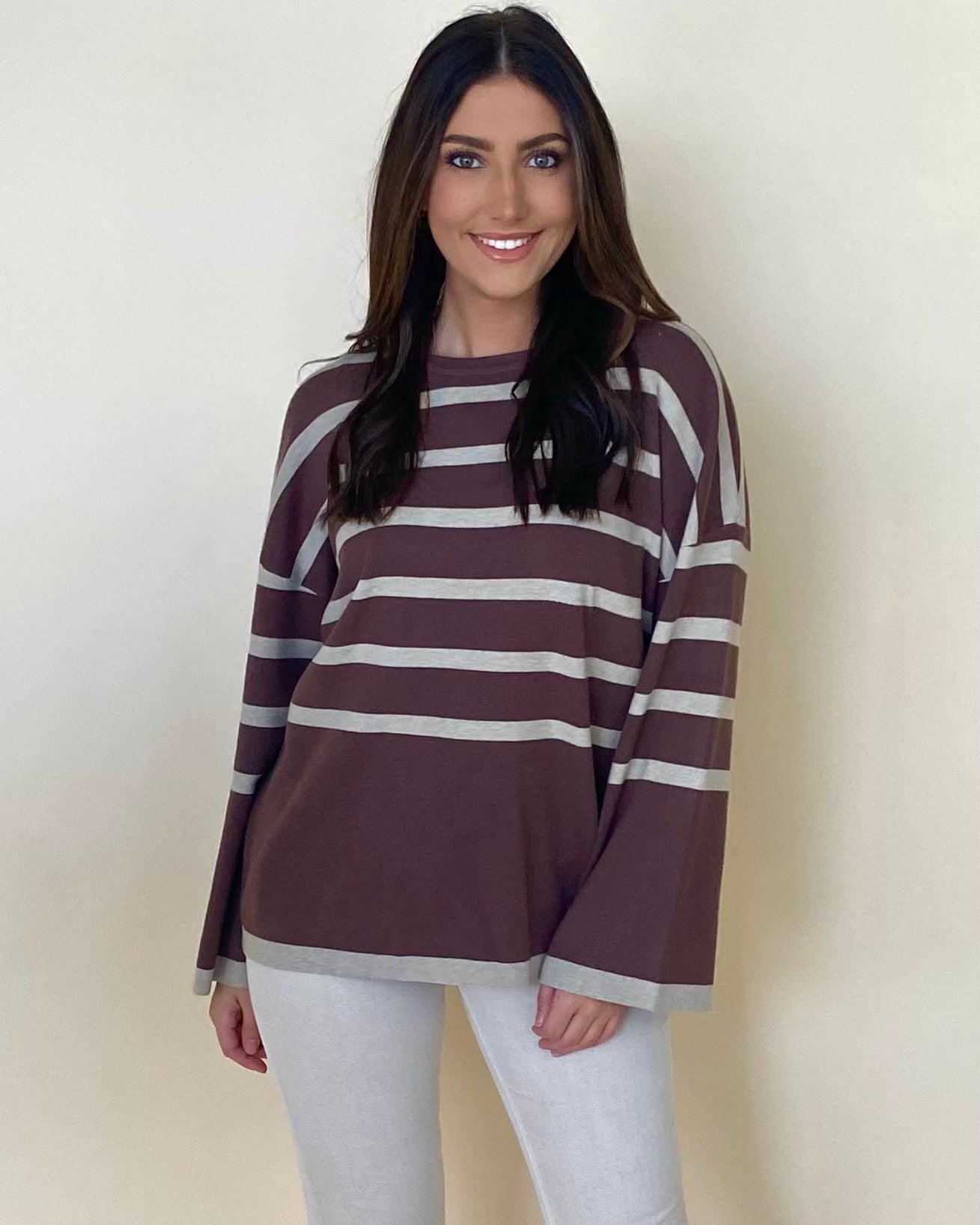 Capture It Mocha Striped Sweater-Shop-Womens-Boutique-Clothing