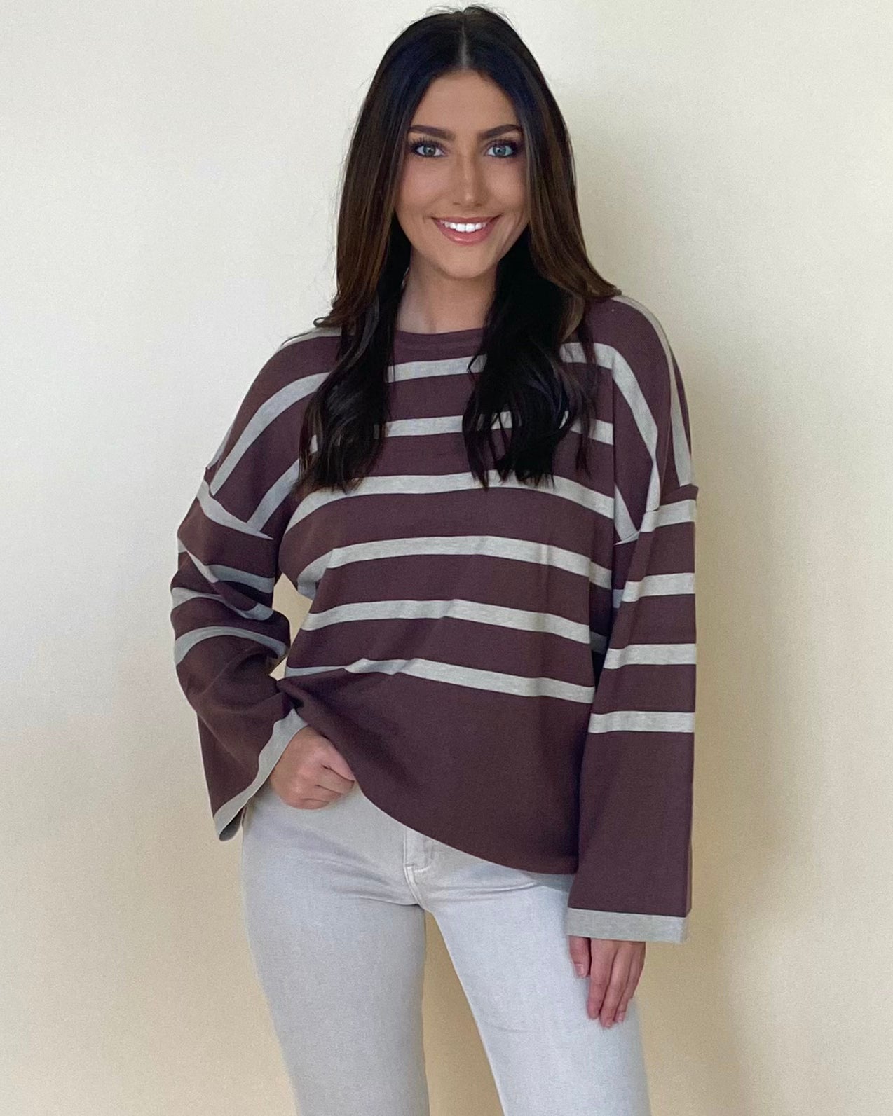 Capture It Mocha Striped Sweater-Shop-Womens-Boutique-Clothing