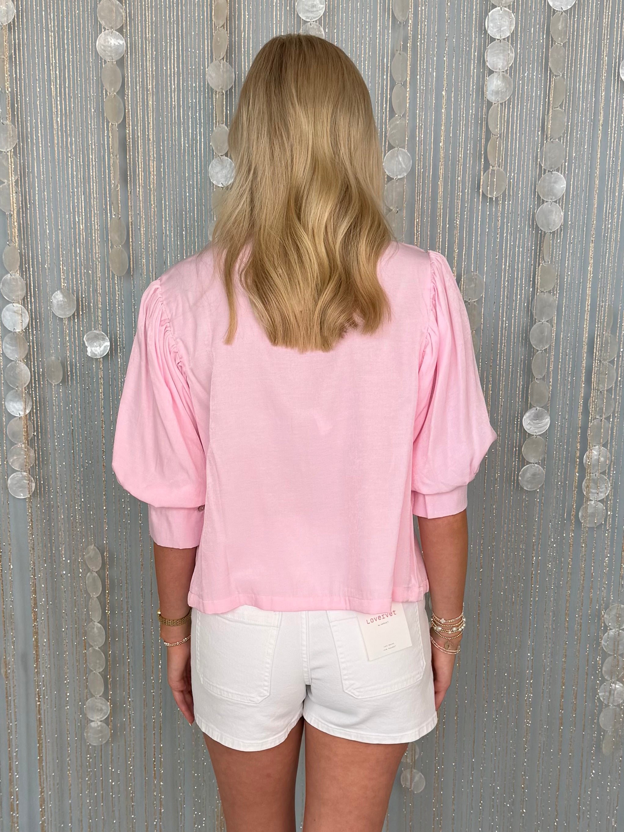 Speak Your Mind Pink Ruffle Neck Top-Shop-Womens-Boutique-Clothing