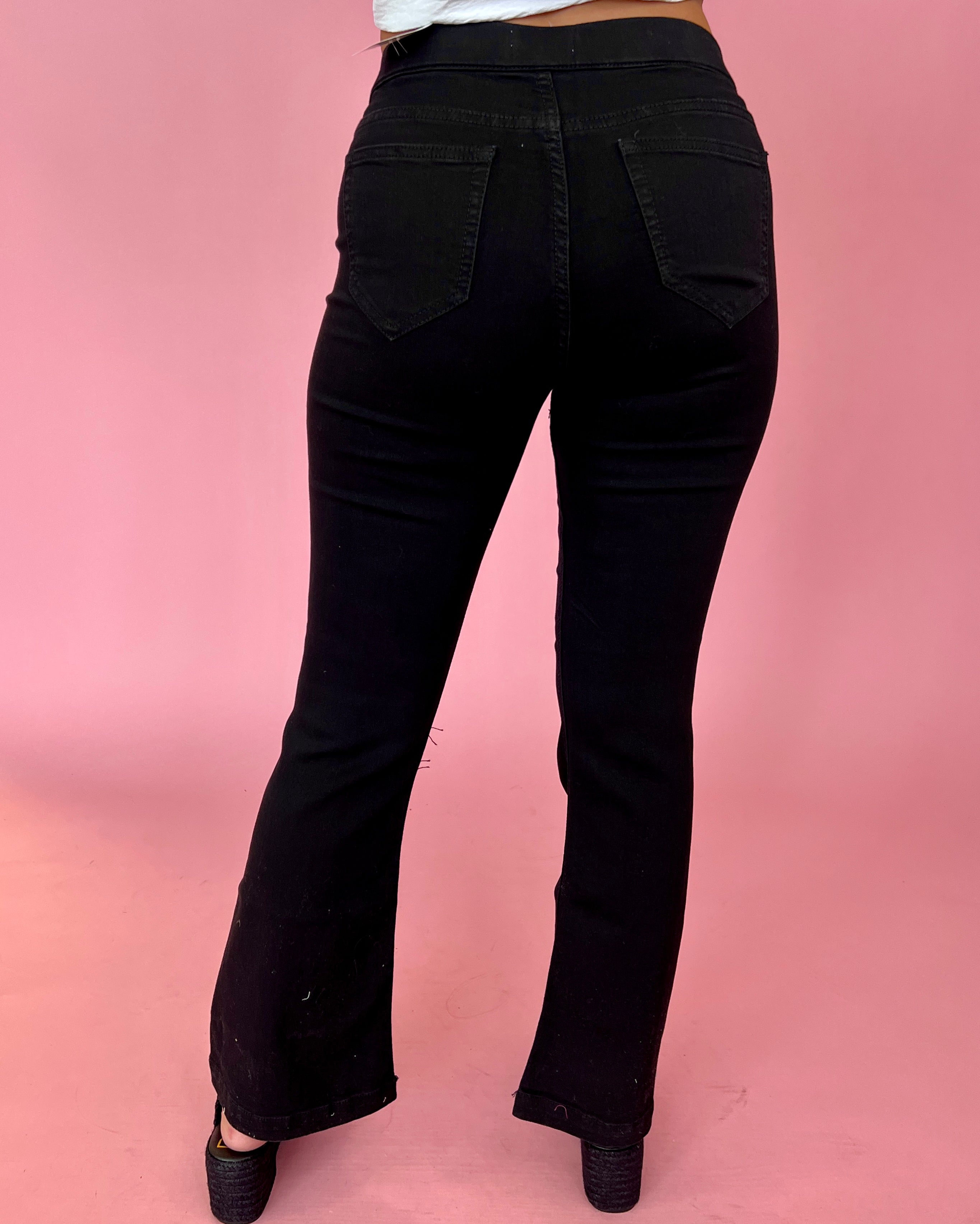 Basic Needs Black (Short) Flare Jeans-Shop-Womens-Boutique-Clothing