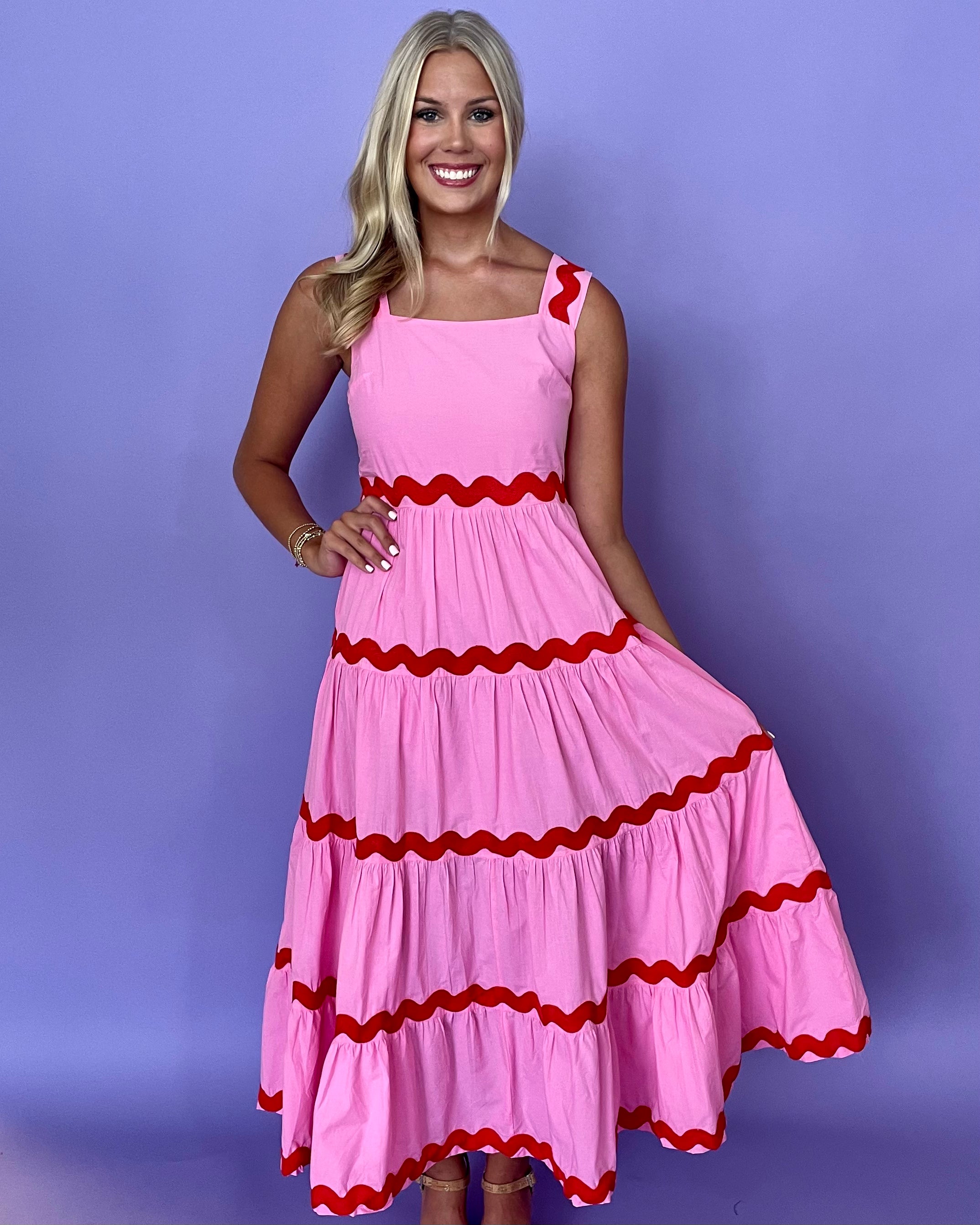 Sweet Thing Berry Pink Ric Rac Dress-Shop-Womens-Boutique-Clothing