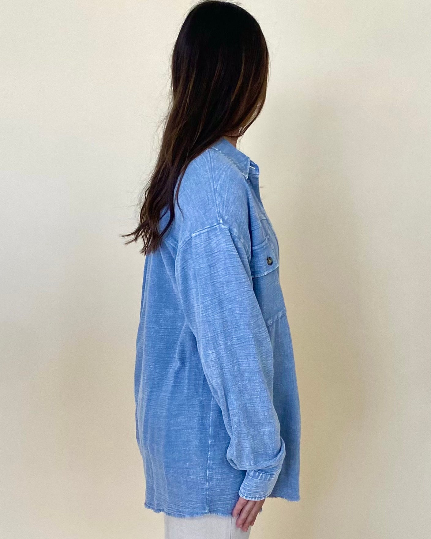 Look Impressed Denim Blue Washed Top-Shop-Womens-Boutique-Clothing