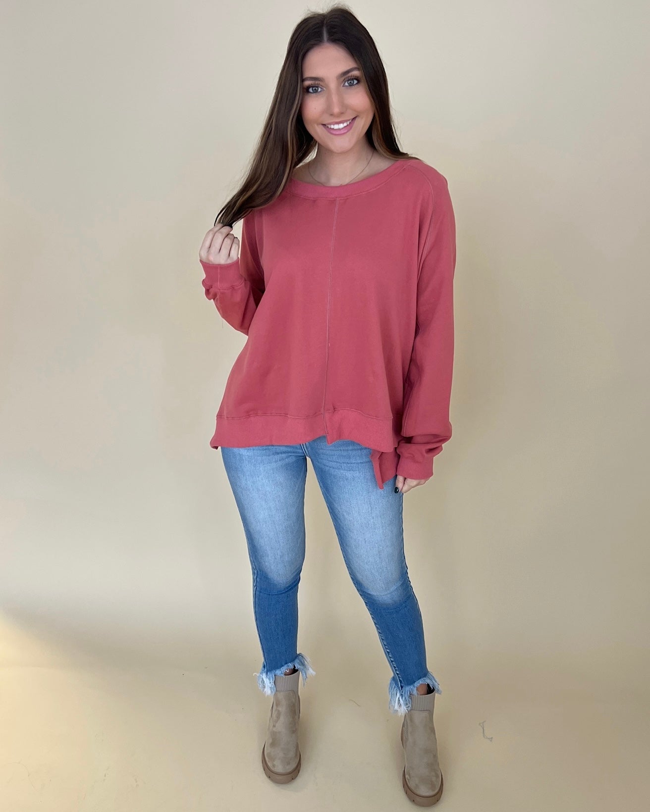 Colder Days Dried Rose Sweatshirt-Shop-Womens-Boutique-Clothing