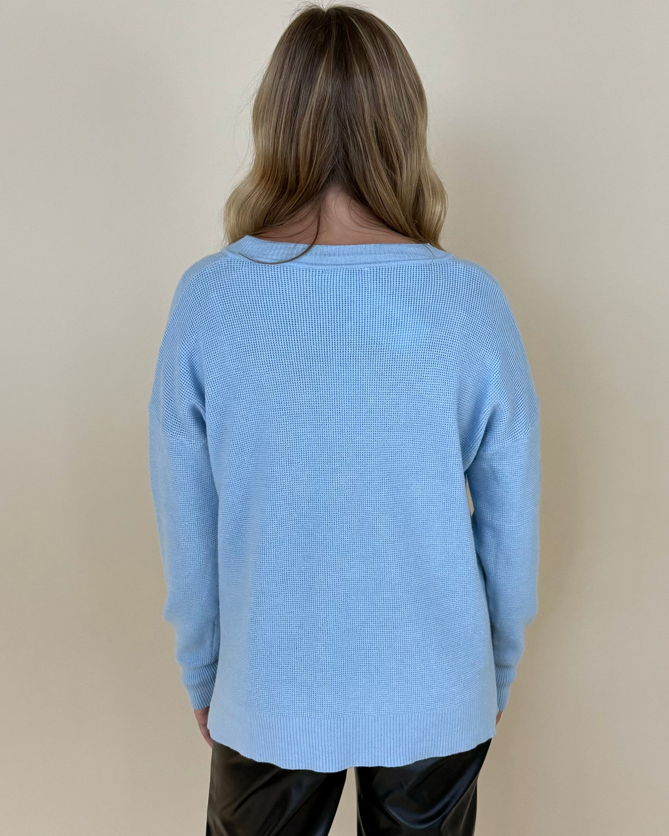 Going Strong Periwinkle V-Neck Sweater-Shop-Womens-Boutique-Clothing