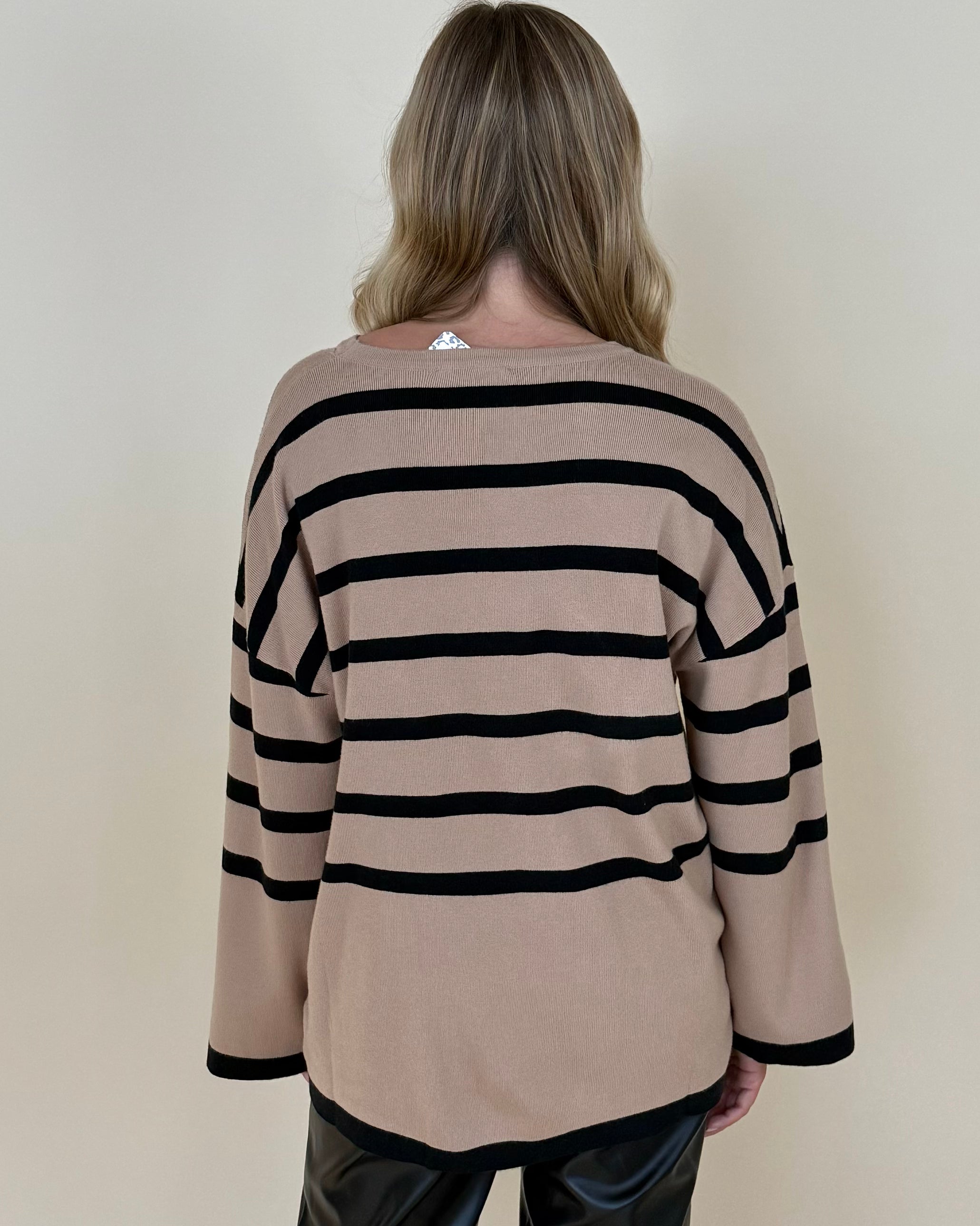 Capture It Lt Taupe Stripe Sweater-Shop-Womens-Boutique-Clothing