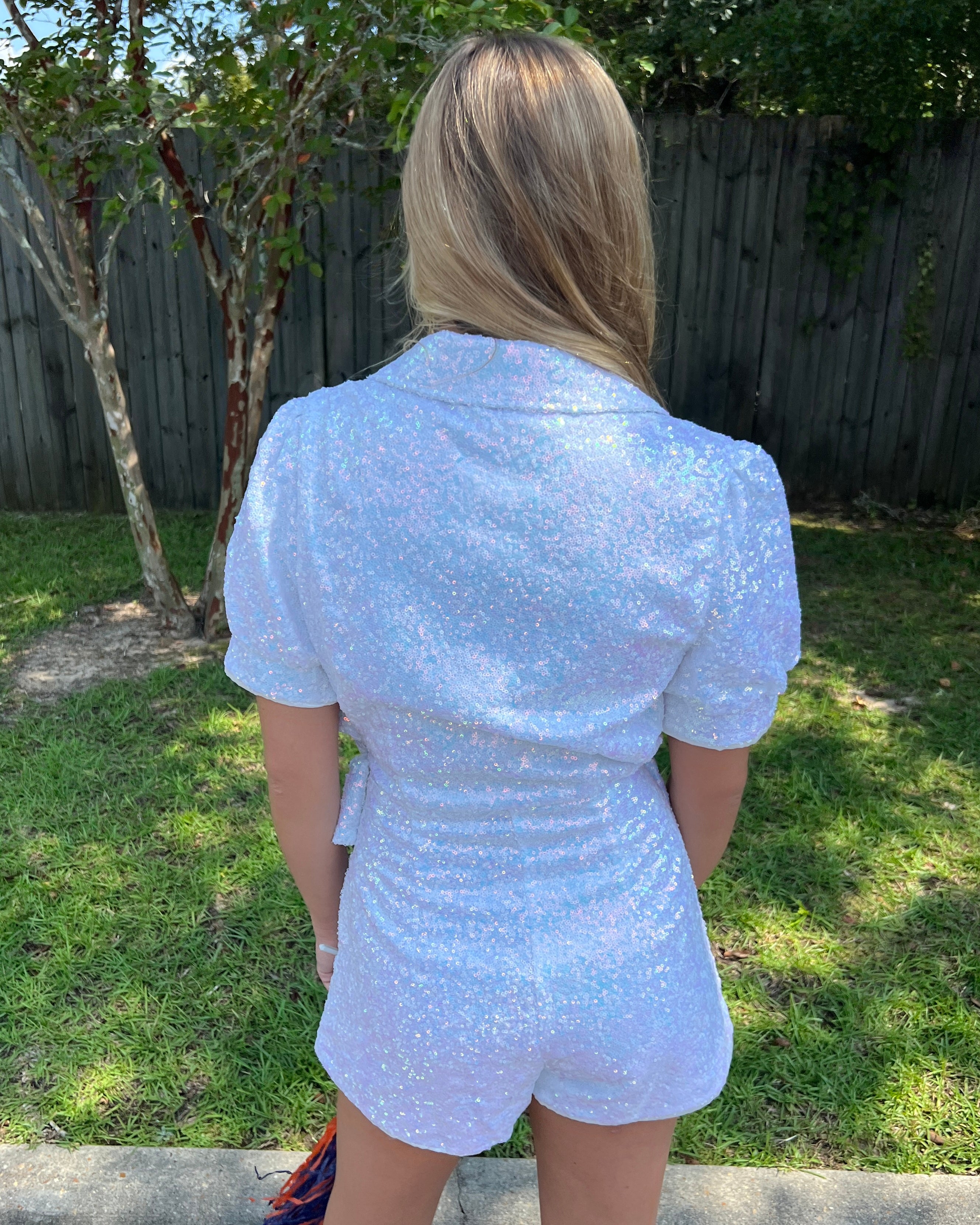 Brightest Star White Wrap Front Sequins Romper-Shop-Womens-Boutique-Clothing