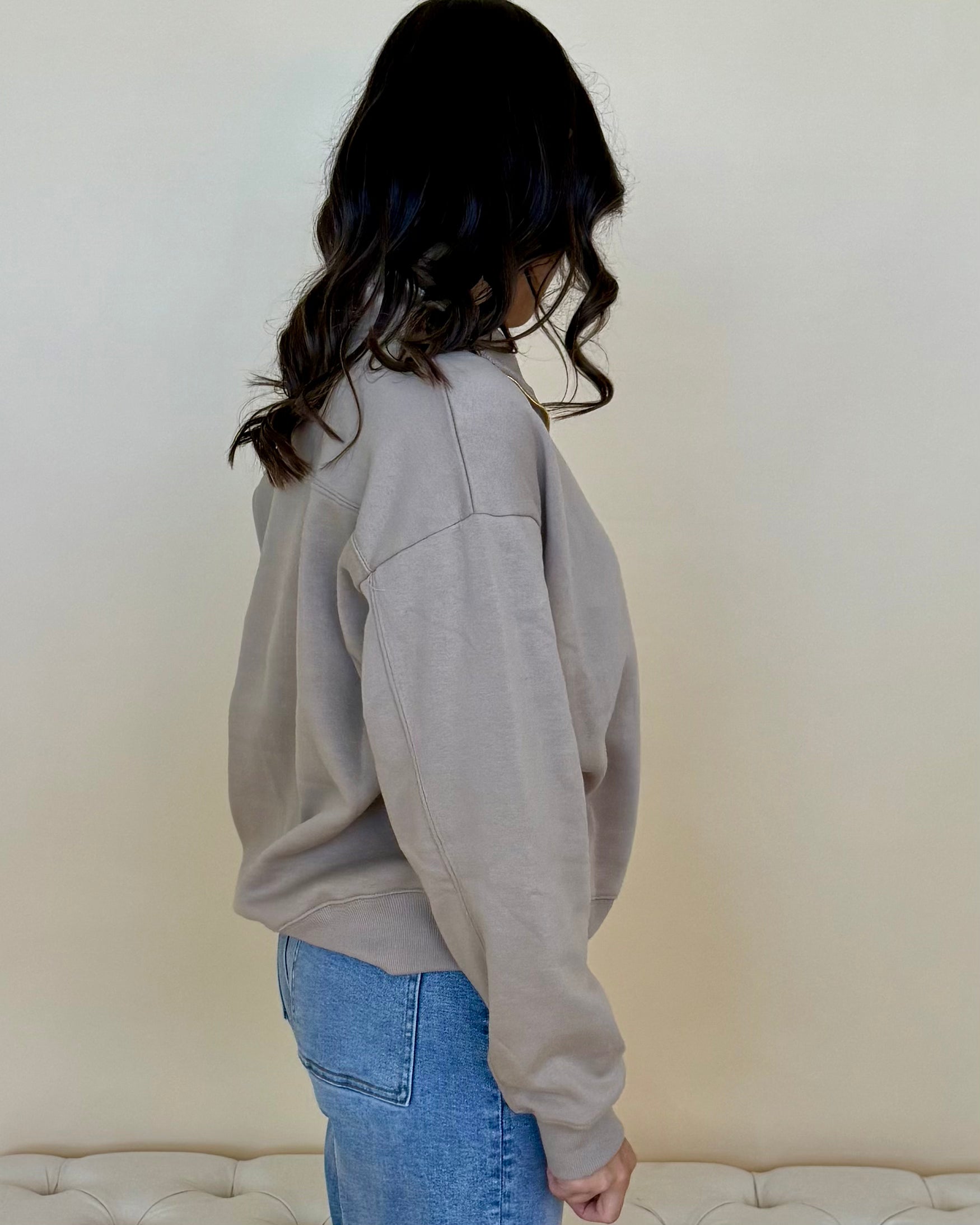 Daily Wear Mocha Zip Sweatshirt-Shop-Womens-Boutique-Clothing