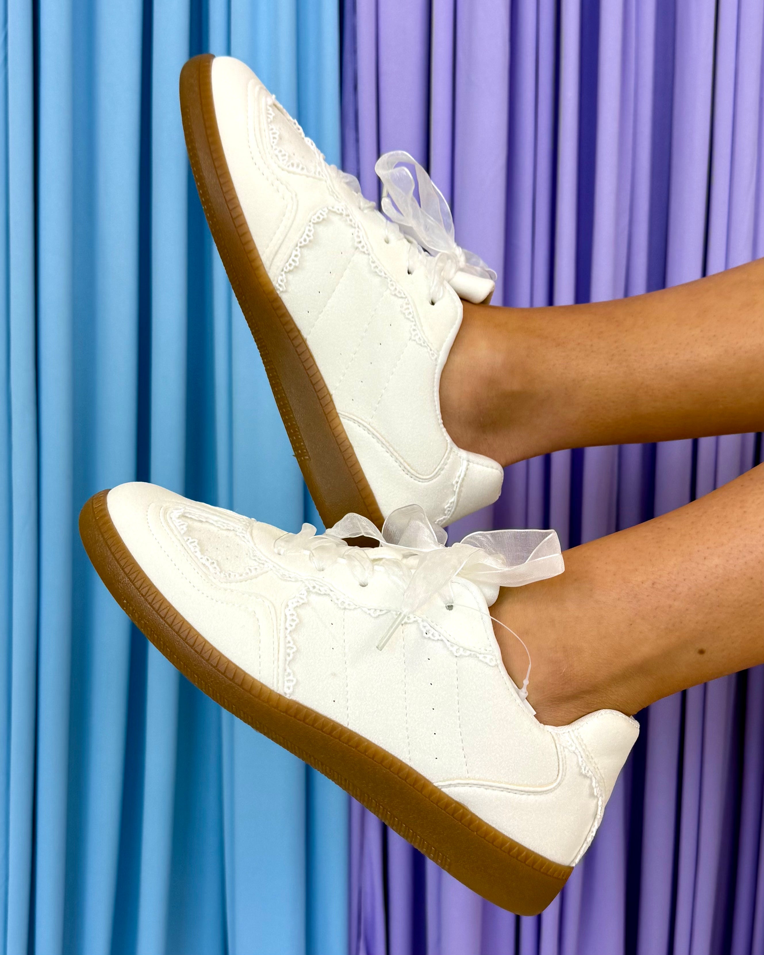 Wrenn White Lace Detail Sneakers-Shop-Womens-Boutique-Clothing