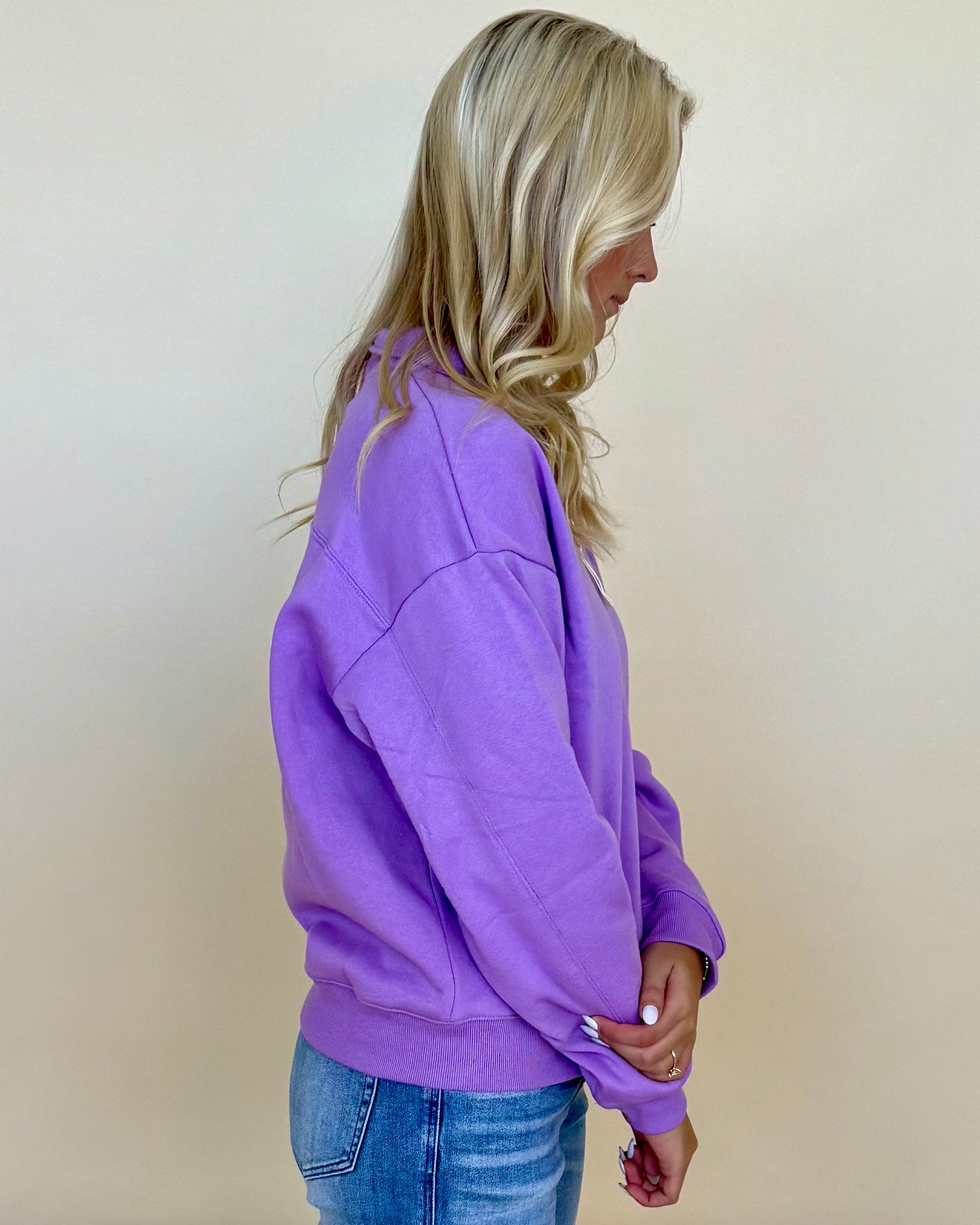 Daily Wear Lavender Zip Sweatshirt-Shop-Womens-Boutique-Clothing