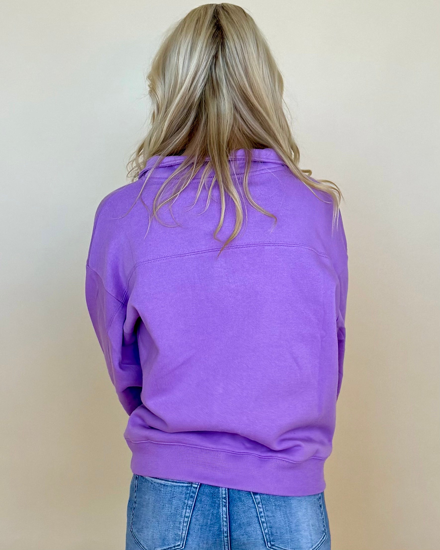 Daily Wear Lavender Zip Sweatshirt-Shop-Womens-Boutique-Clothing