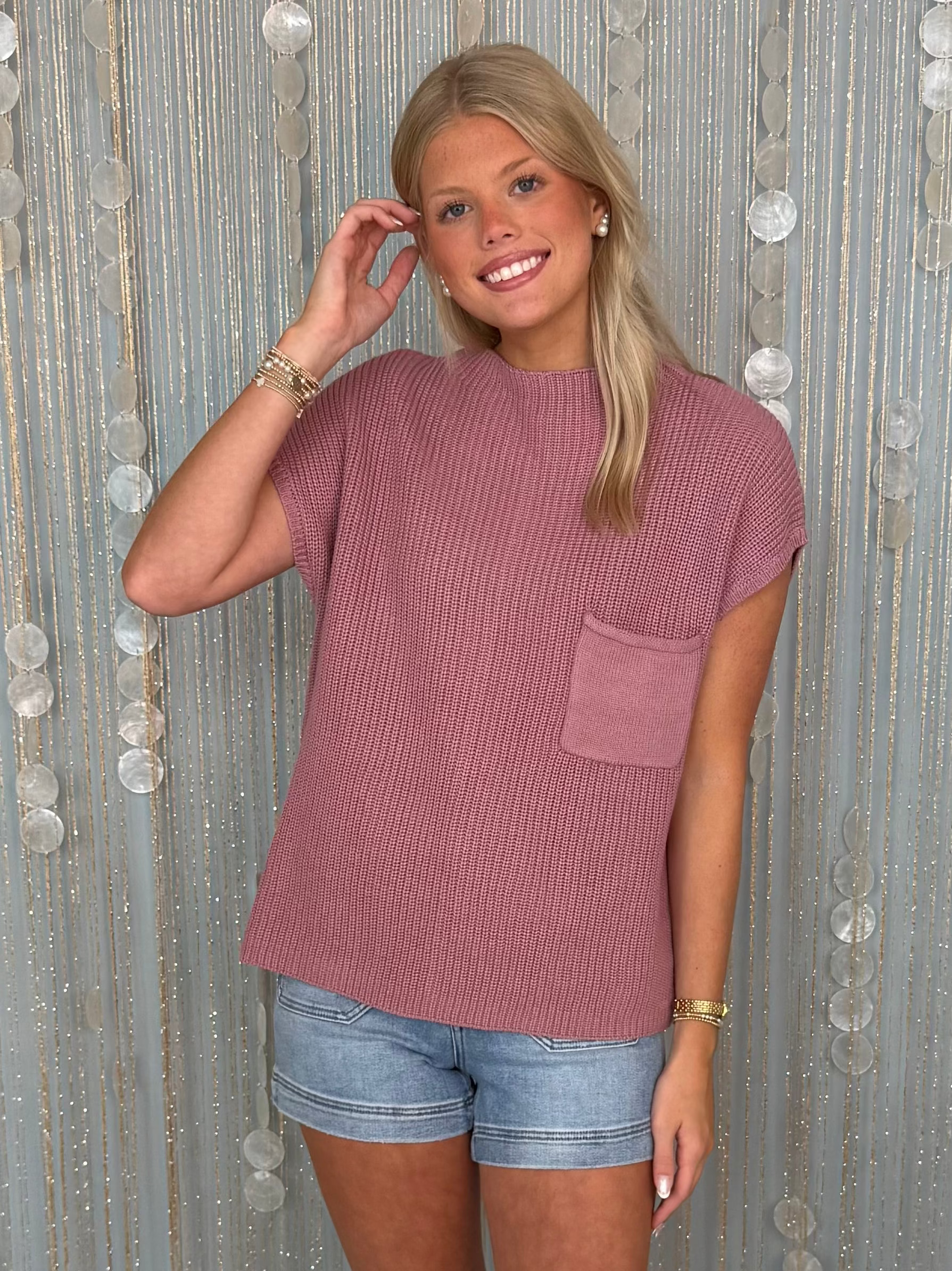 Perfect Layer Lt Rose Mock Neck Sweater-Shop-Womens-Boutique-Clothing