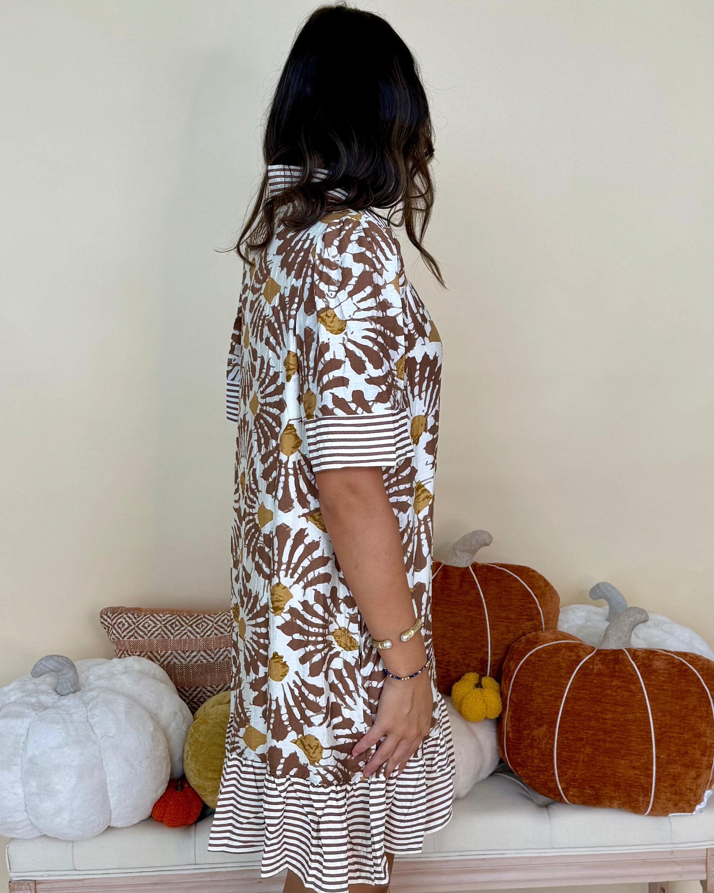 In Rotation Mocha Print Collared Dress-Shop-Womens-Boutique-Clothing