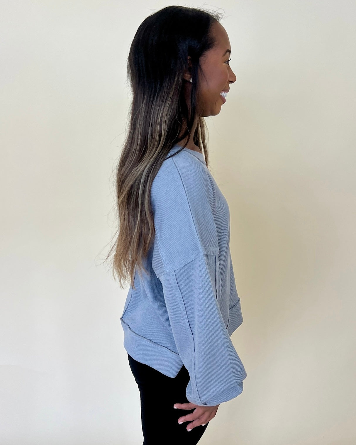 Perfect Timing Gray Brushed Ribbed Top-Shop-Womens-Boutique-Clothing