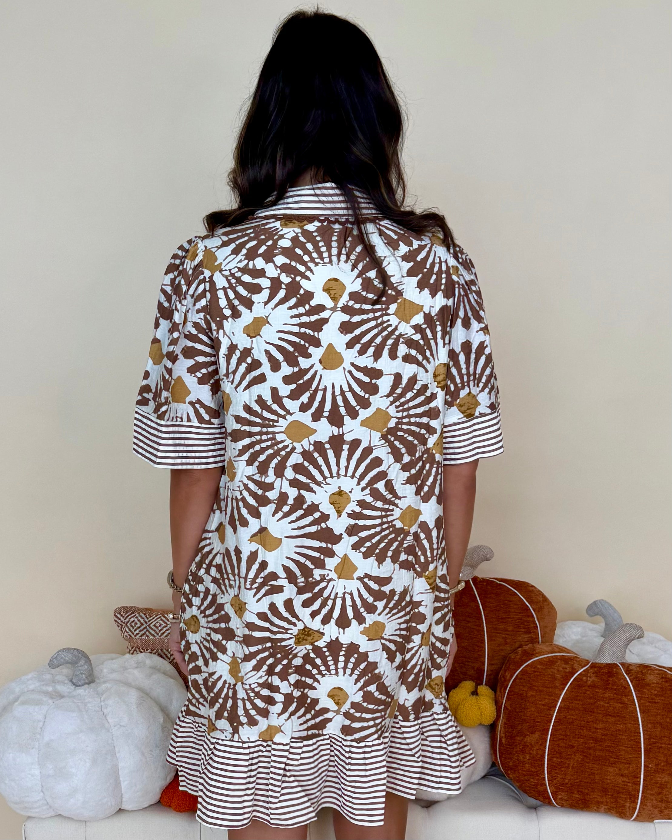 In Rotation Mocha Print Collared Dress-Shop-Womens-Boutique-Clothing