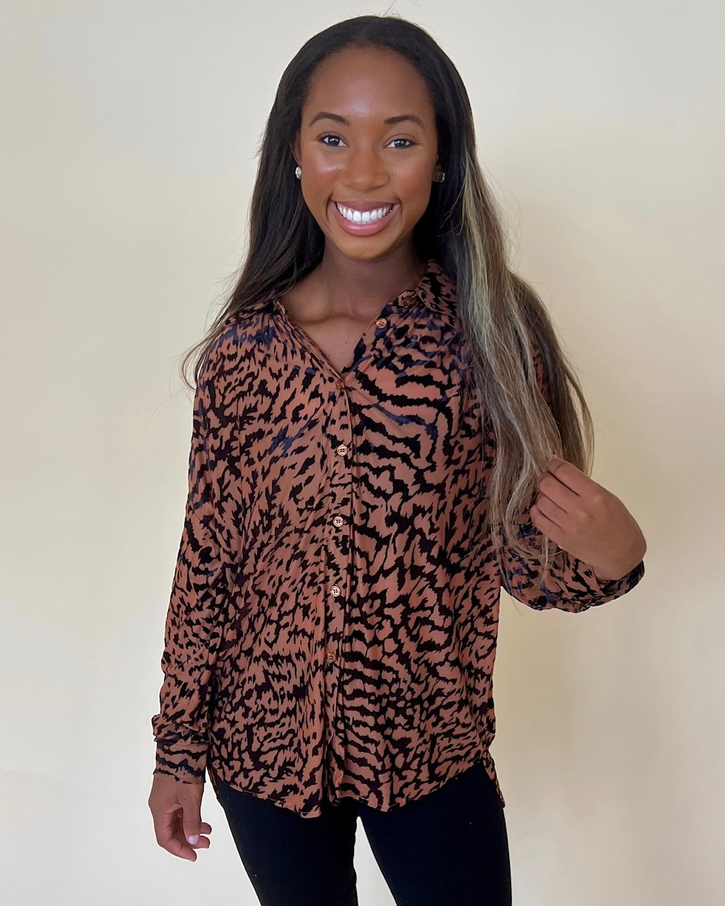 Fall Routine Taupe Animal Velvet Top-Shop-Womens-Boutique-Clothing