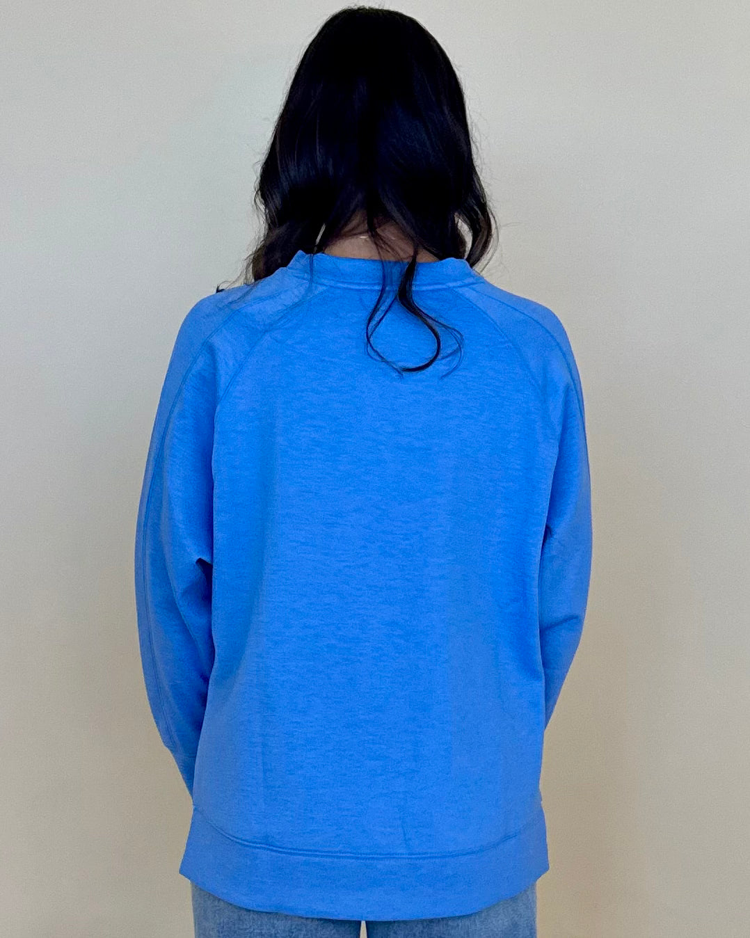 Chill Vibe Blue Scuba Side Slit Sweatshirt-Shop-Womens-Boutique-Clothing
