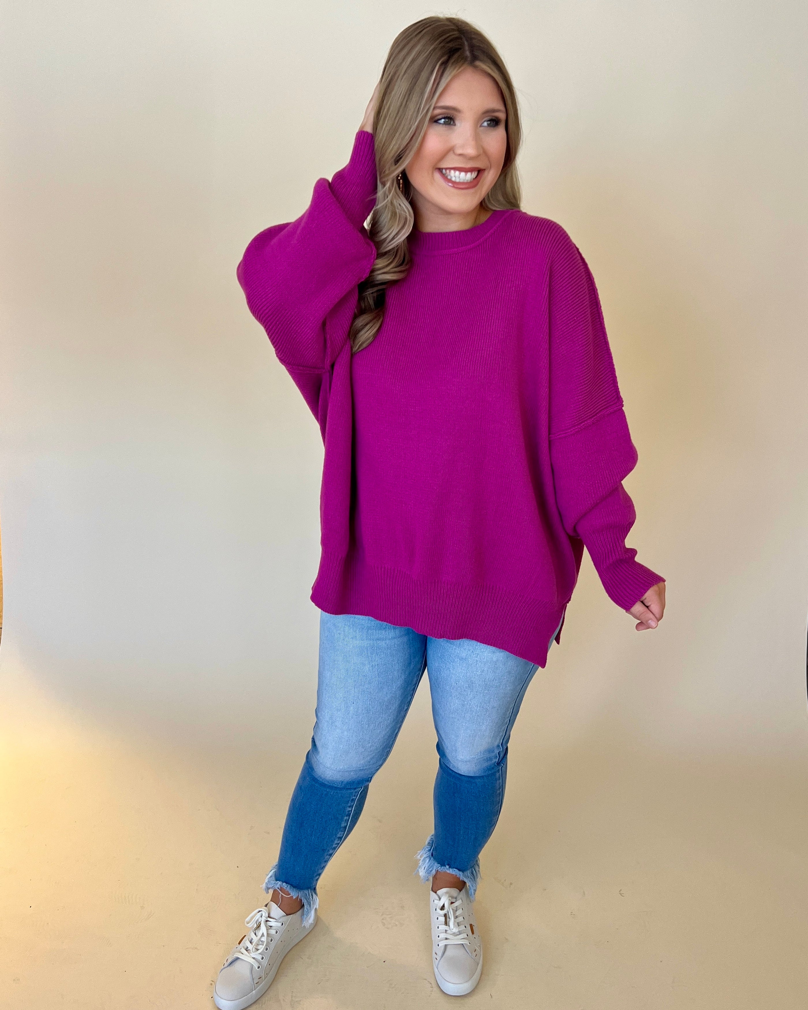 Enjoy The View Orchid Ribbed Sweater-Shop-Womens-Boutique-Clothing