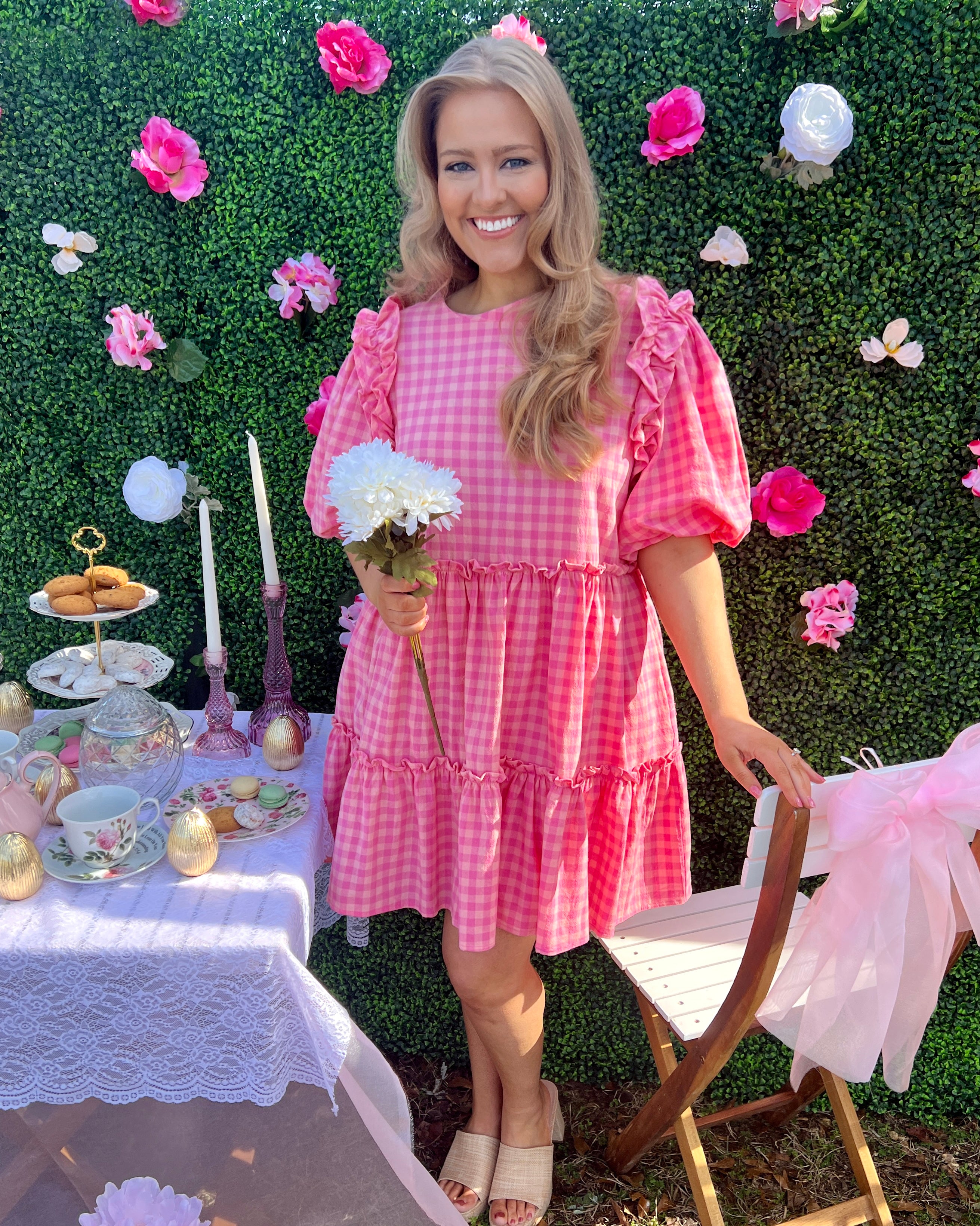 Happy Place Pink Plus Gingham Ruffle Dress-Shop-Womens-Boutique-Clothing