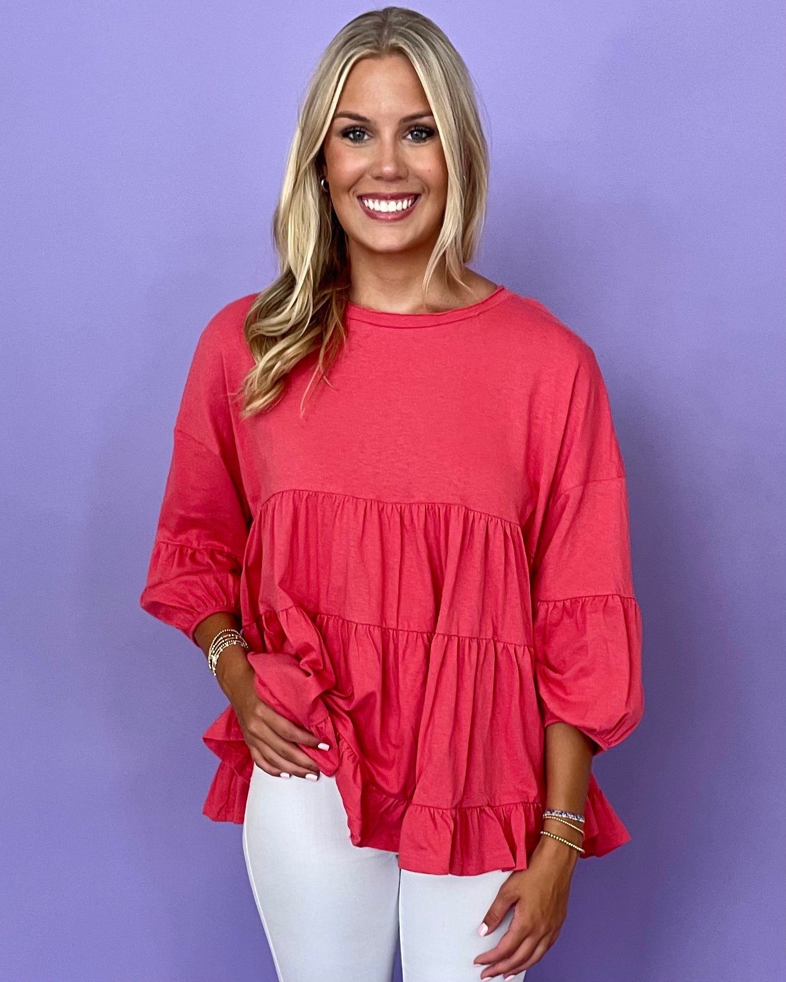 In The Now Boho Red Babydoll Top-Shop-Womens-Boutique-Clothing