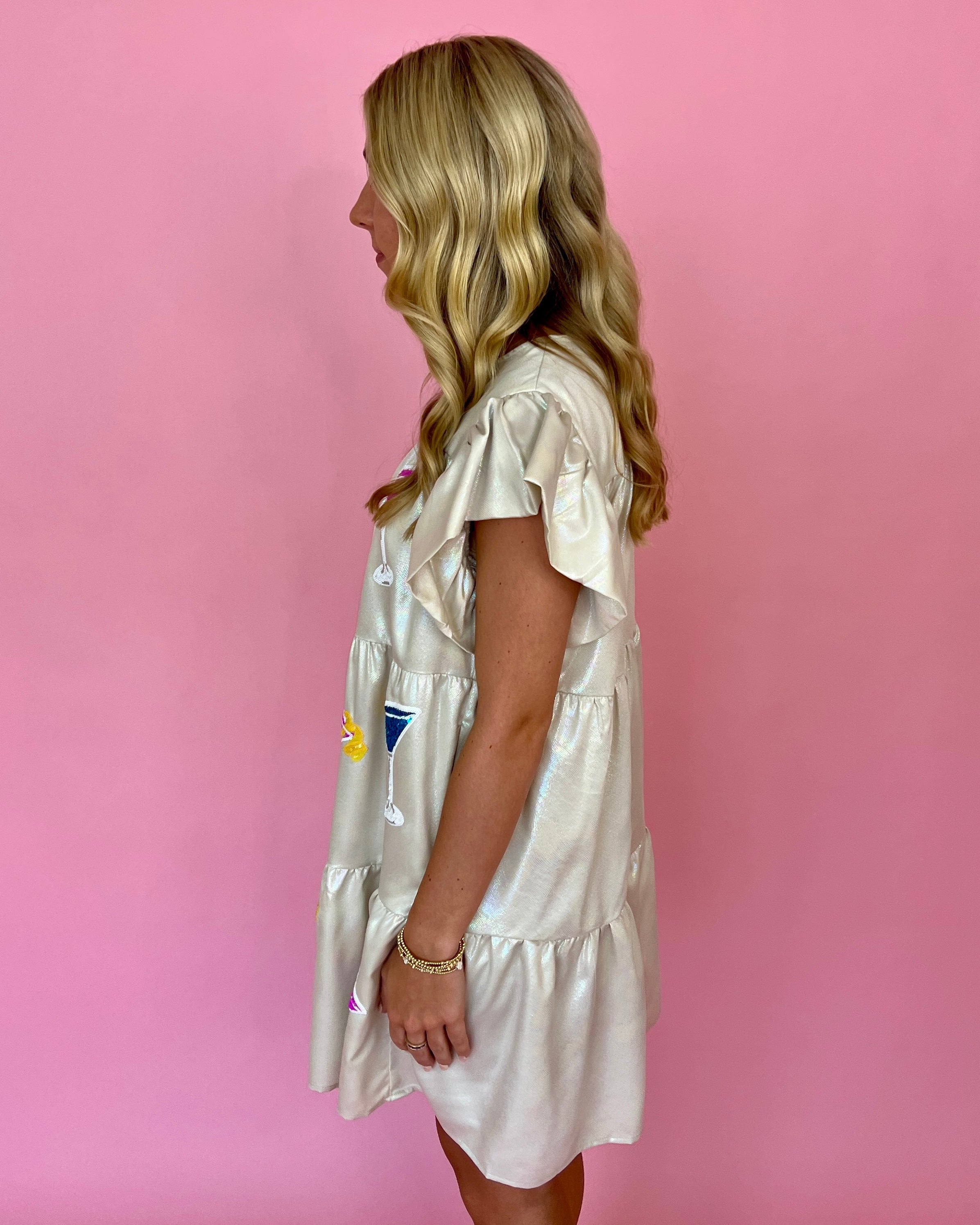 California Girls Cream Martini Sequins Embroidery Dress-Shop-Womens-Boutique-Clothing