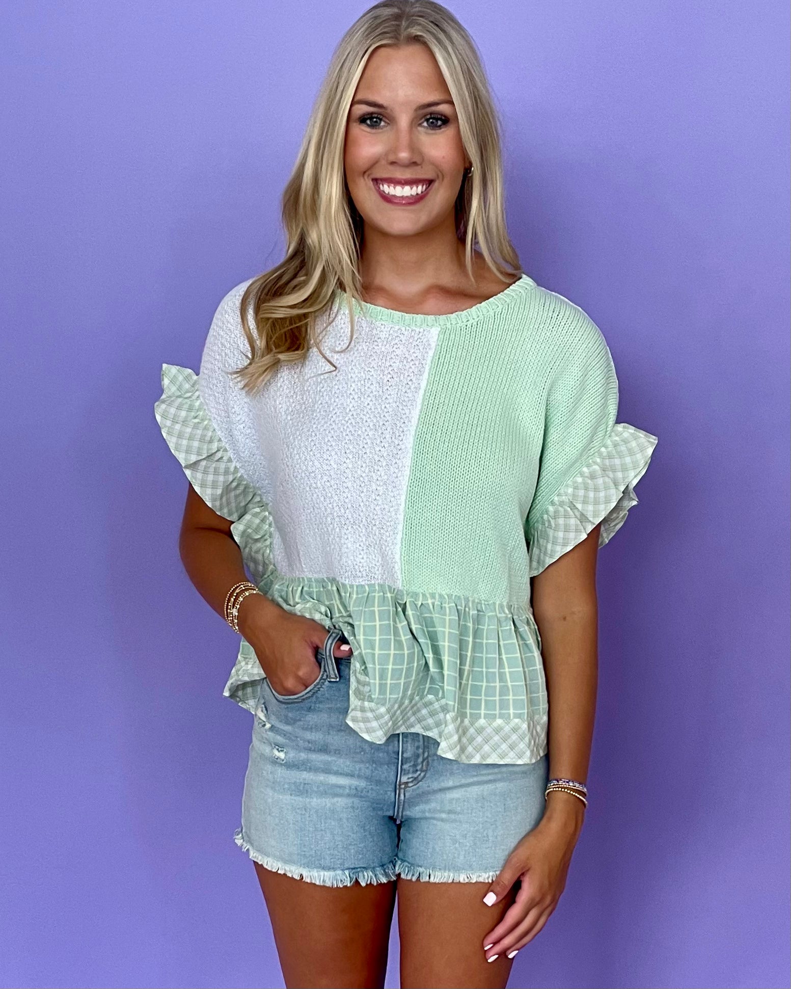 So Inspired Sage Plaid Sweater-Shop-Womens-Boutique-Clothing