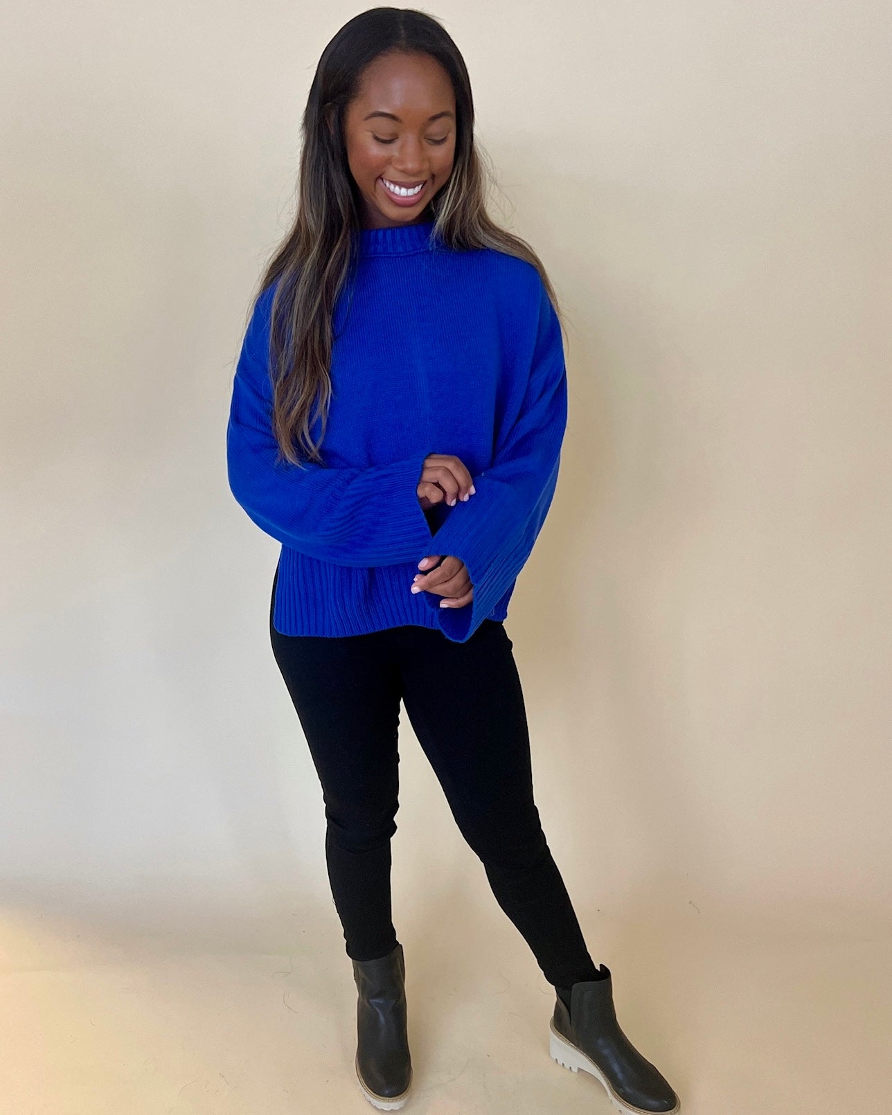Just So You Royal Blue Knit Sweater-Shop-Womens-Boutique-Clothing