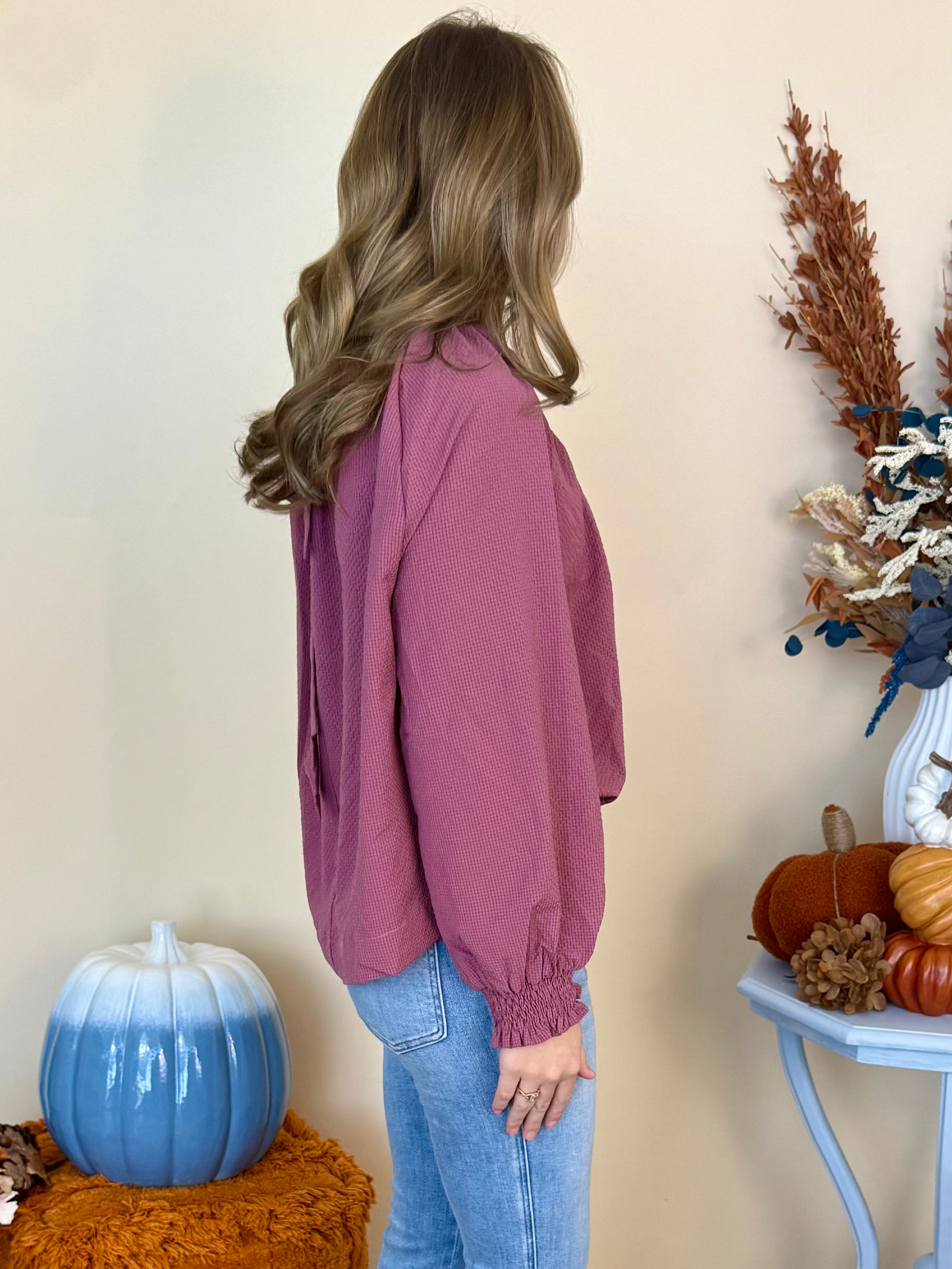 Graceful Smile Dusty Rose Back Bow Tie Top-Shop-Womens-Boutique-Clothing
