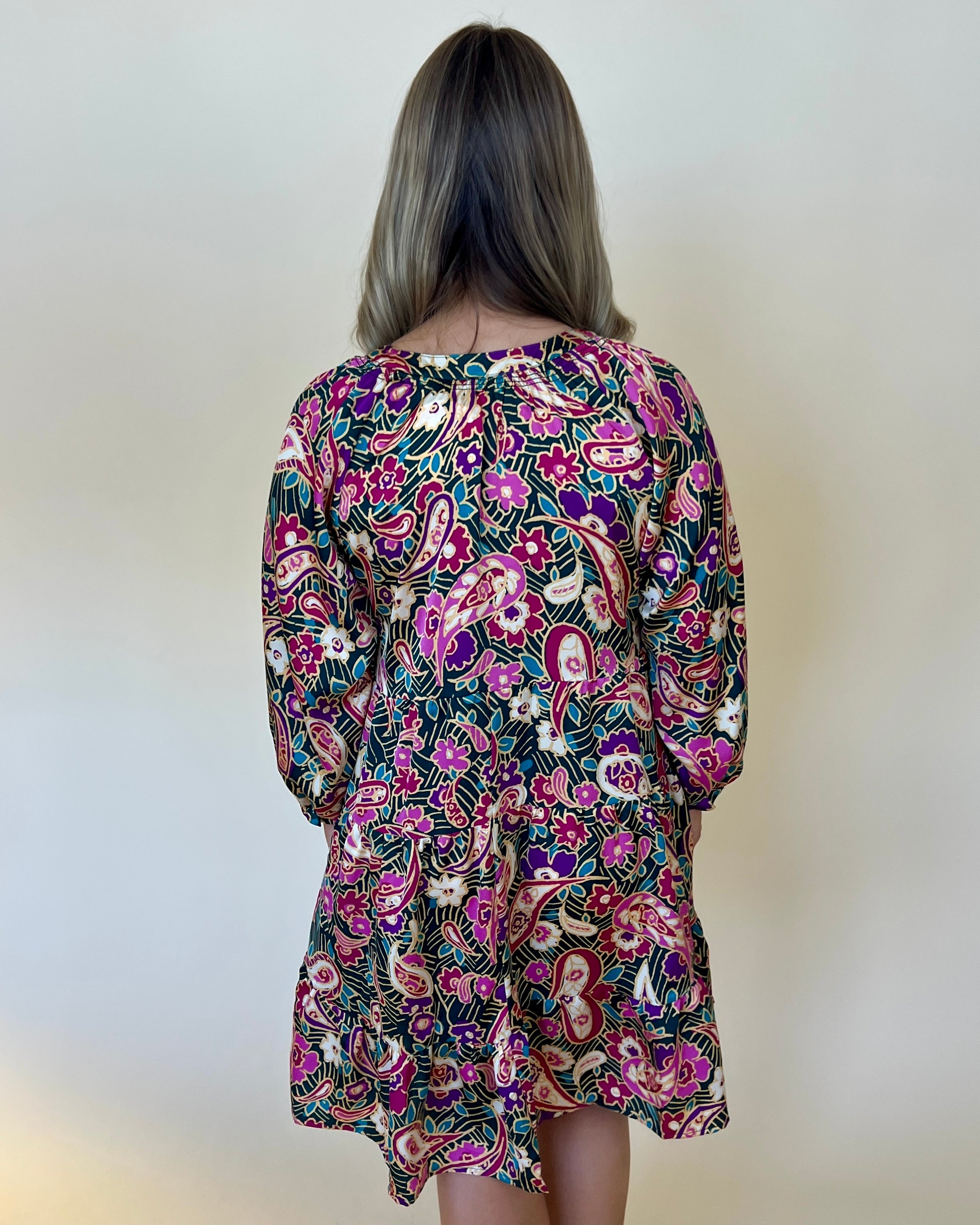 After All Teal Green Paisley Print Dress-Shop-Womens-Boutique-Clothing