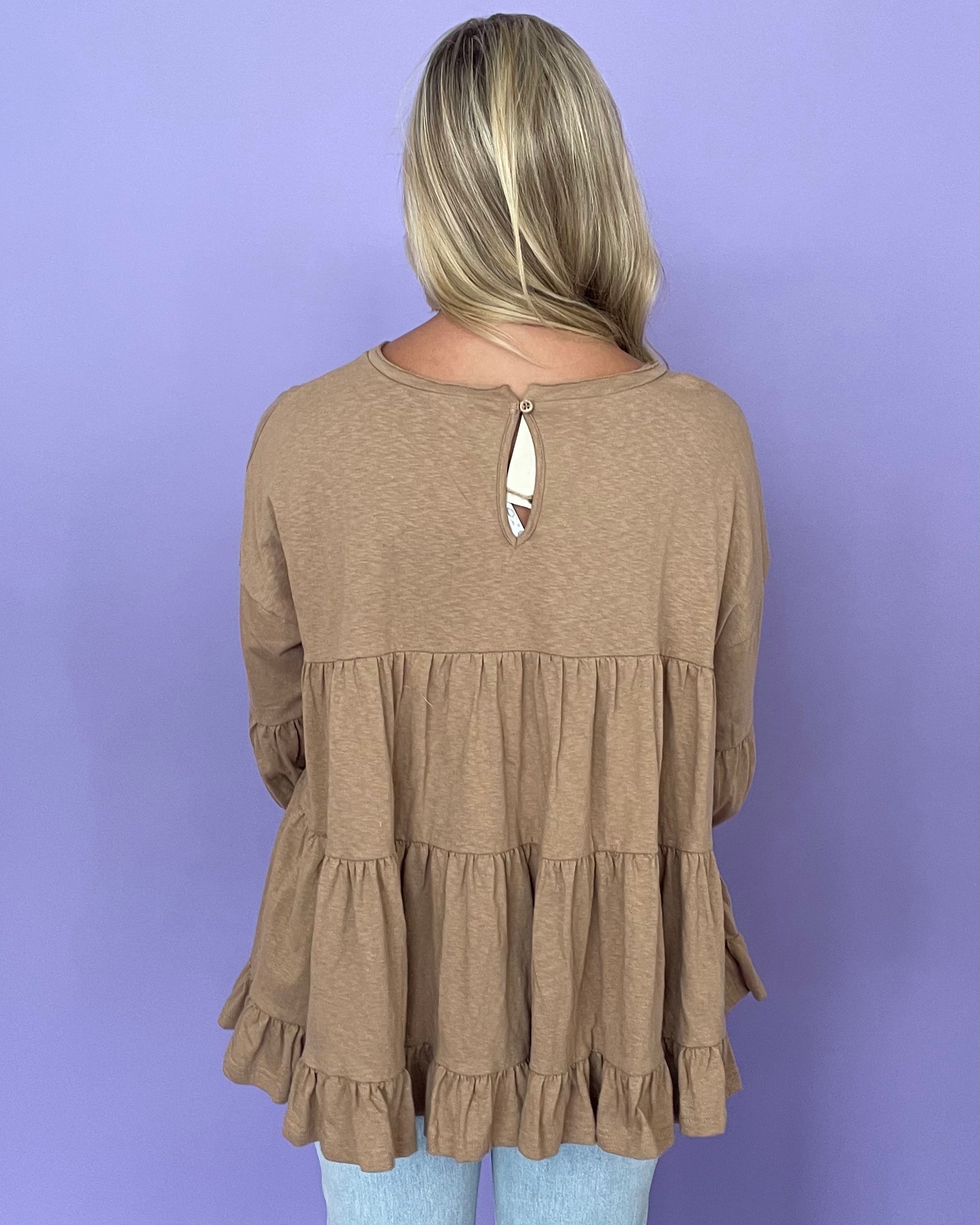 In The Now Mocha Babydoll Top-Shop-Womens-Boutique-Clothing