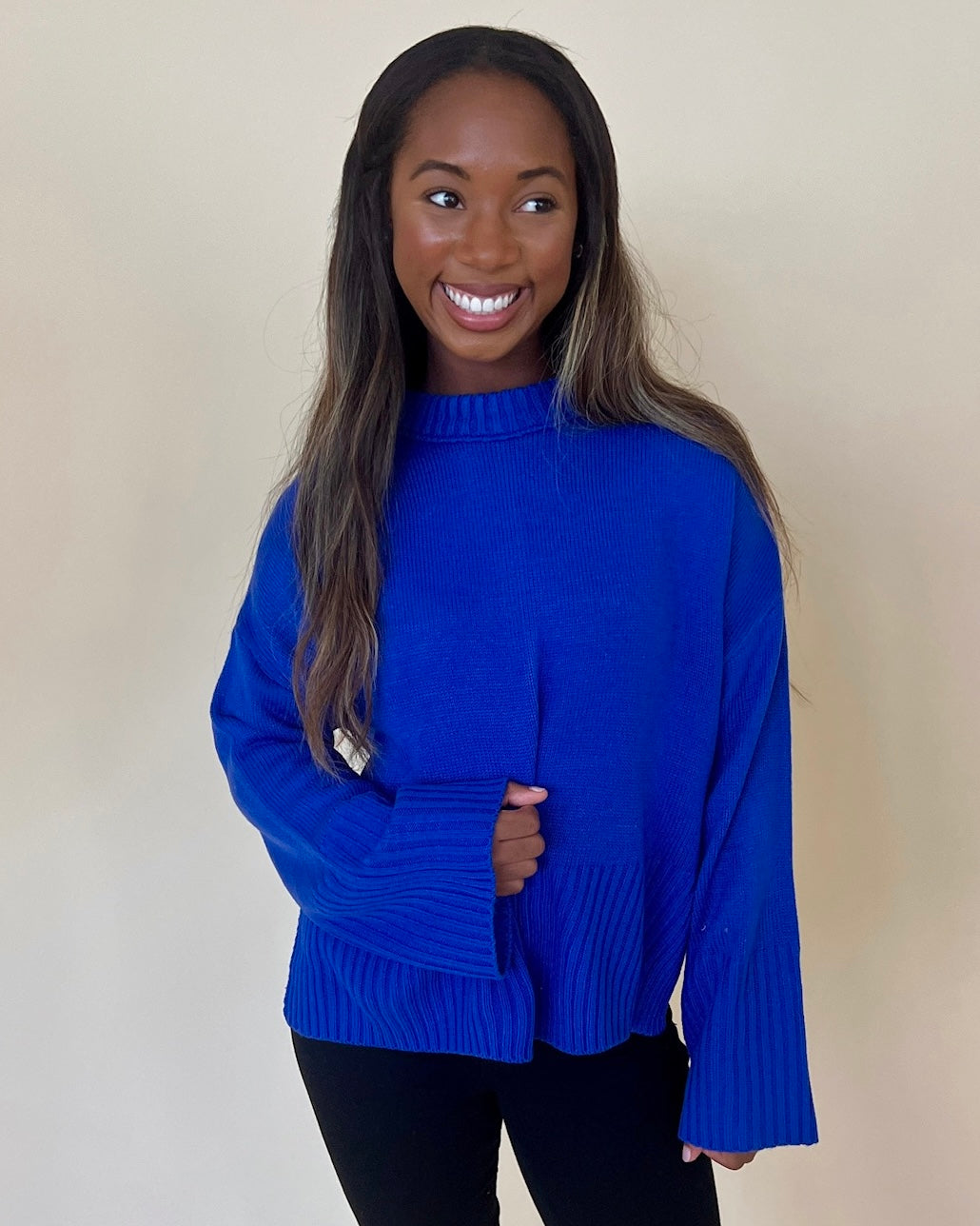 Just So You Royal Blue Knit Sweater-Shop-Womens-Boutique-Clothing