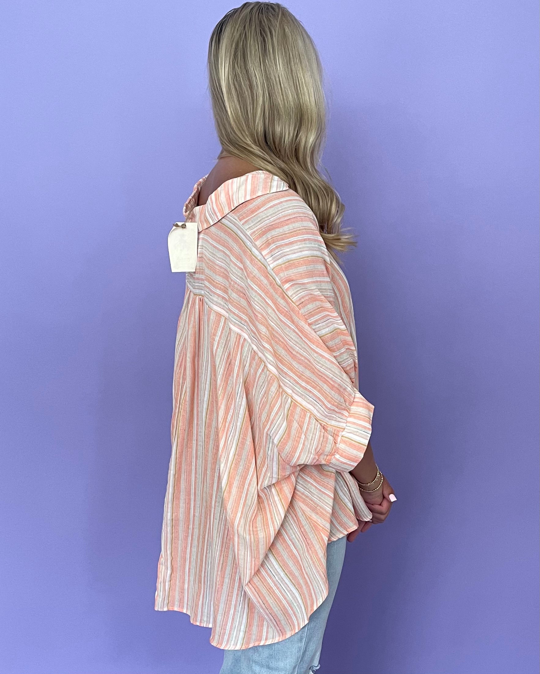 A Vision Apricot Striped Top-Shop-Womens-Boutique-Clothing