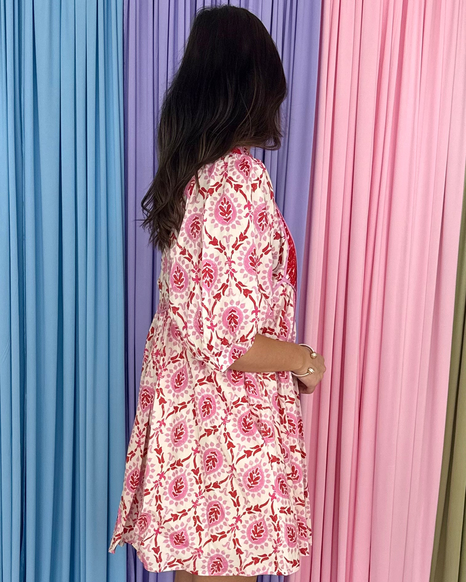 Sweet Laurel Pink Mixed Print Dress-Shop-Womens-Boutique-Clothing