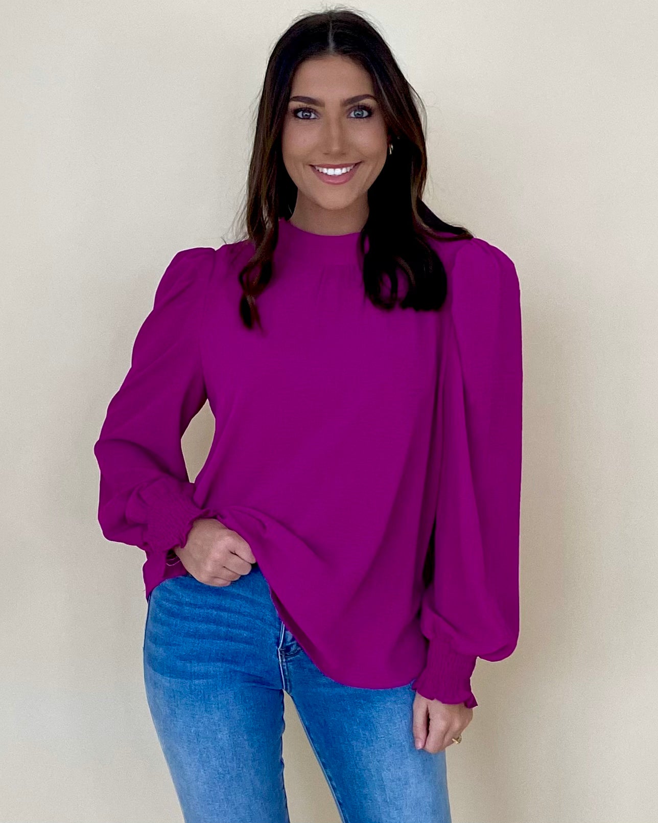 Beyond You Magenta High Neck Top-Shop-Womens-Boutique-Clothing