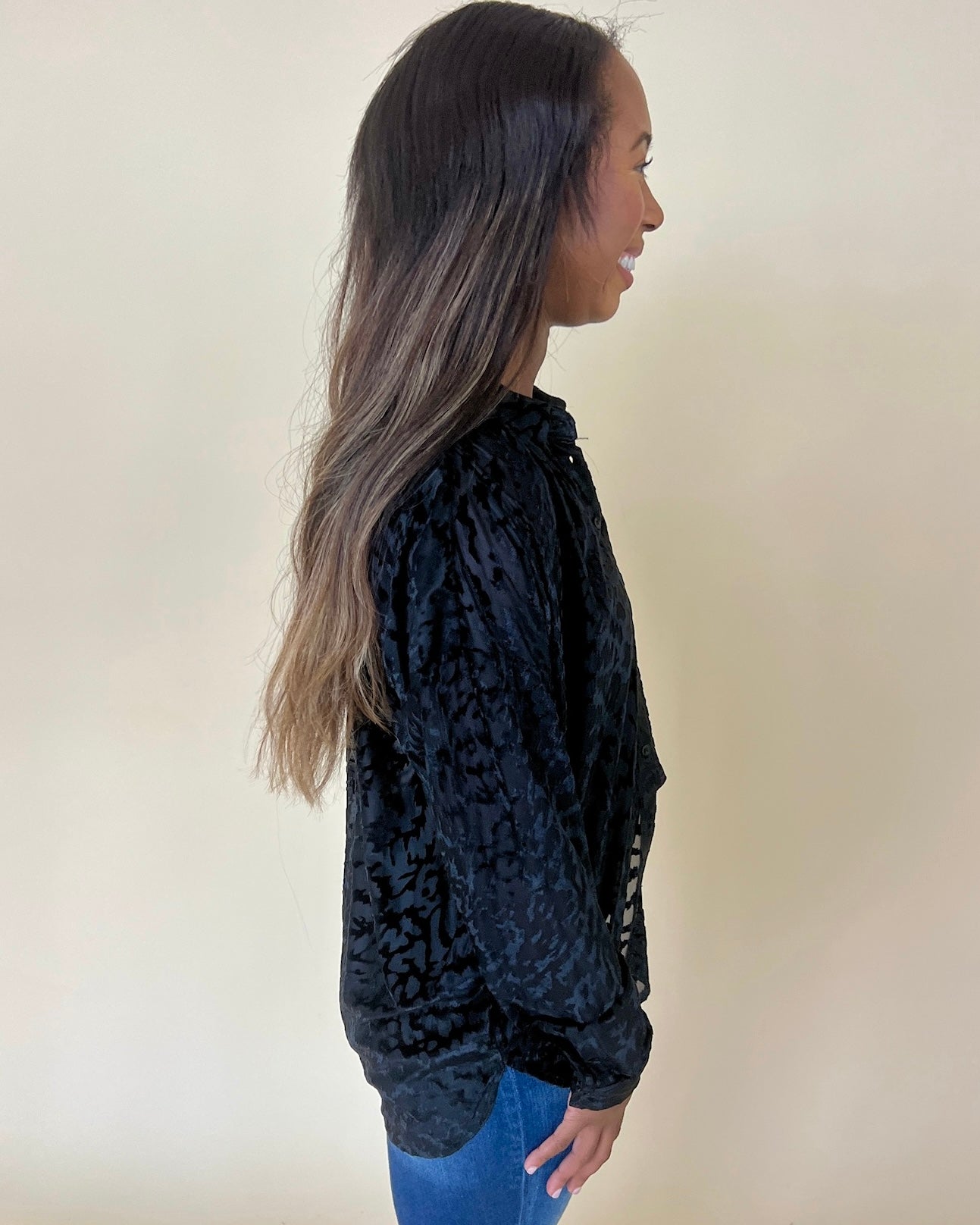 Fall Routine Black Animal Velvet Top-Shop-Womens-Boutique-Clothing