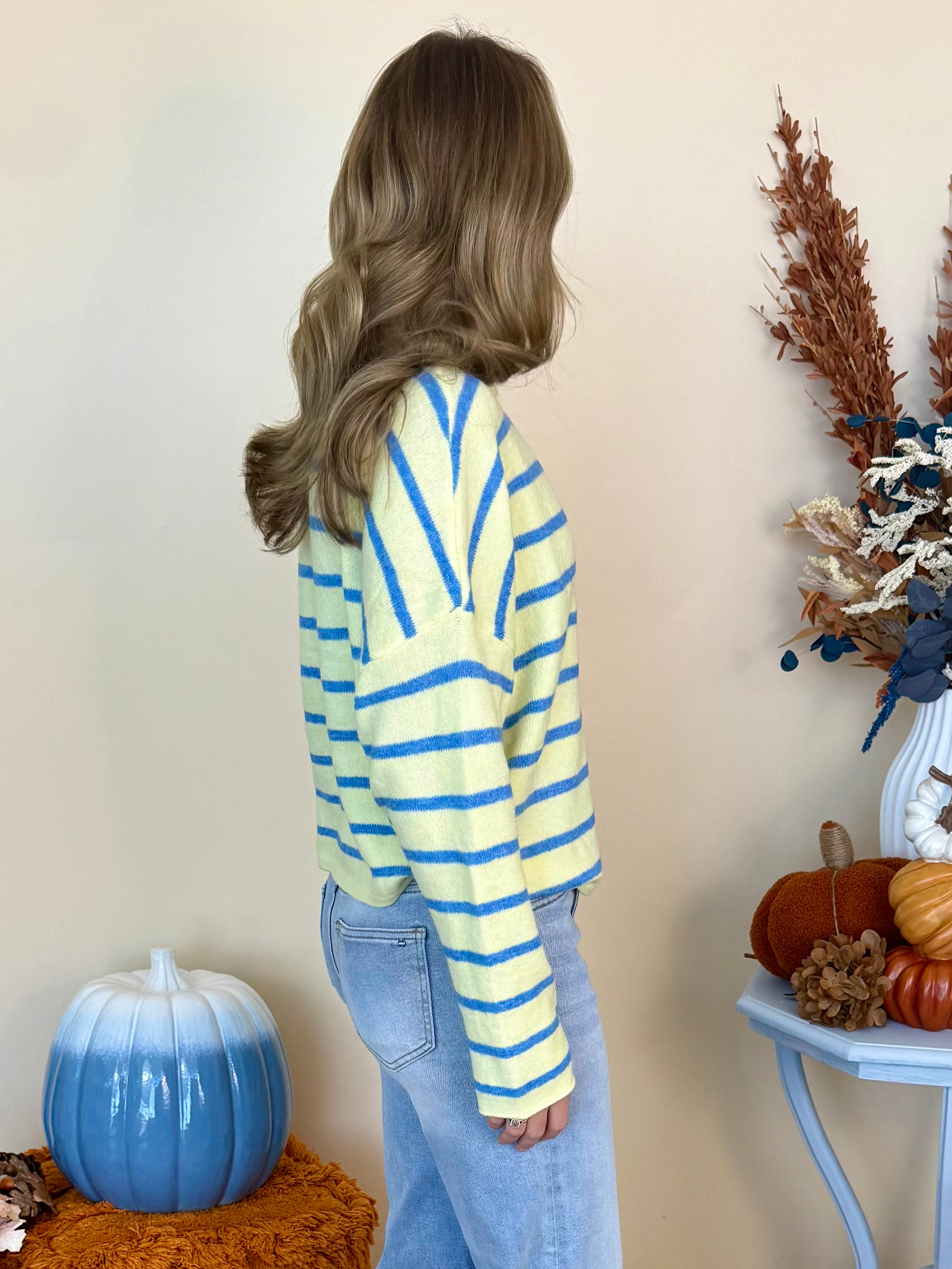 Golden Earth Light Yellow Cabana Striped Piper Cardigan-Shop-Womens-Boutique-Clothing