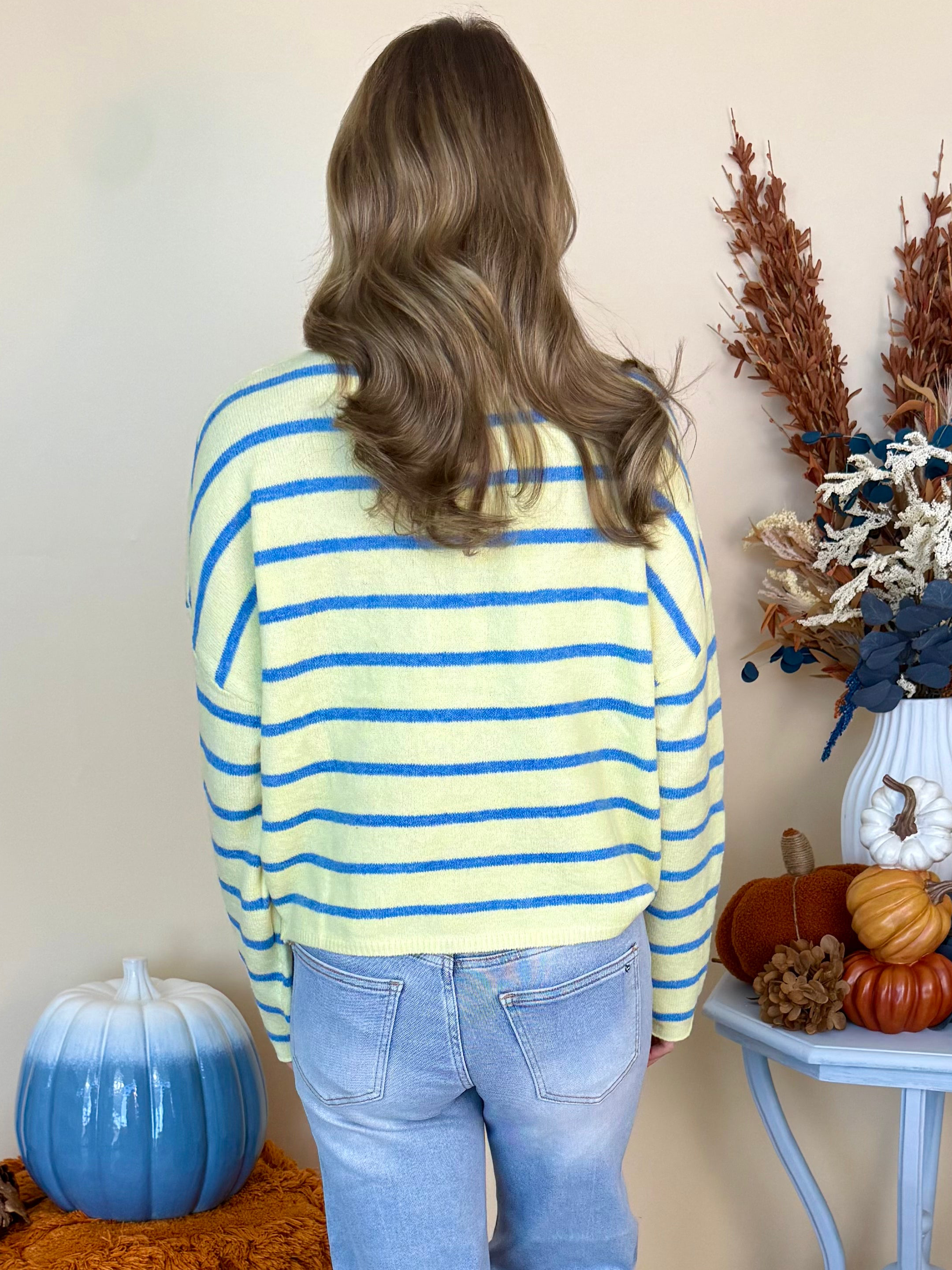 Golden Earth Light Yellow Cabana Striped Piper Cardigan-Shop-Womens-Boutique-Clothing