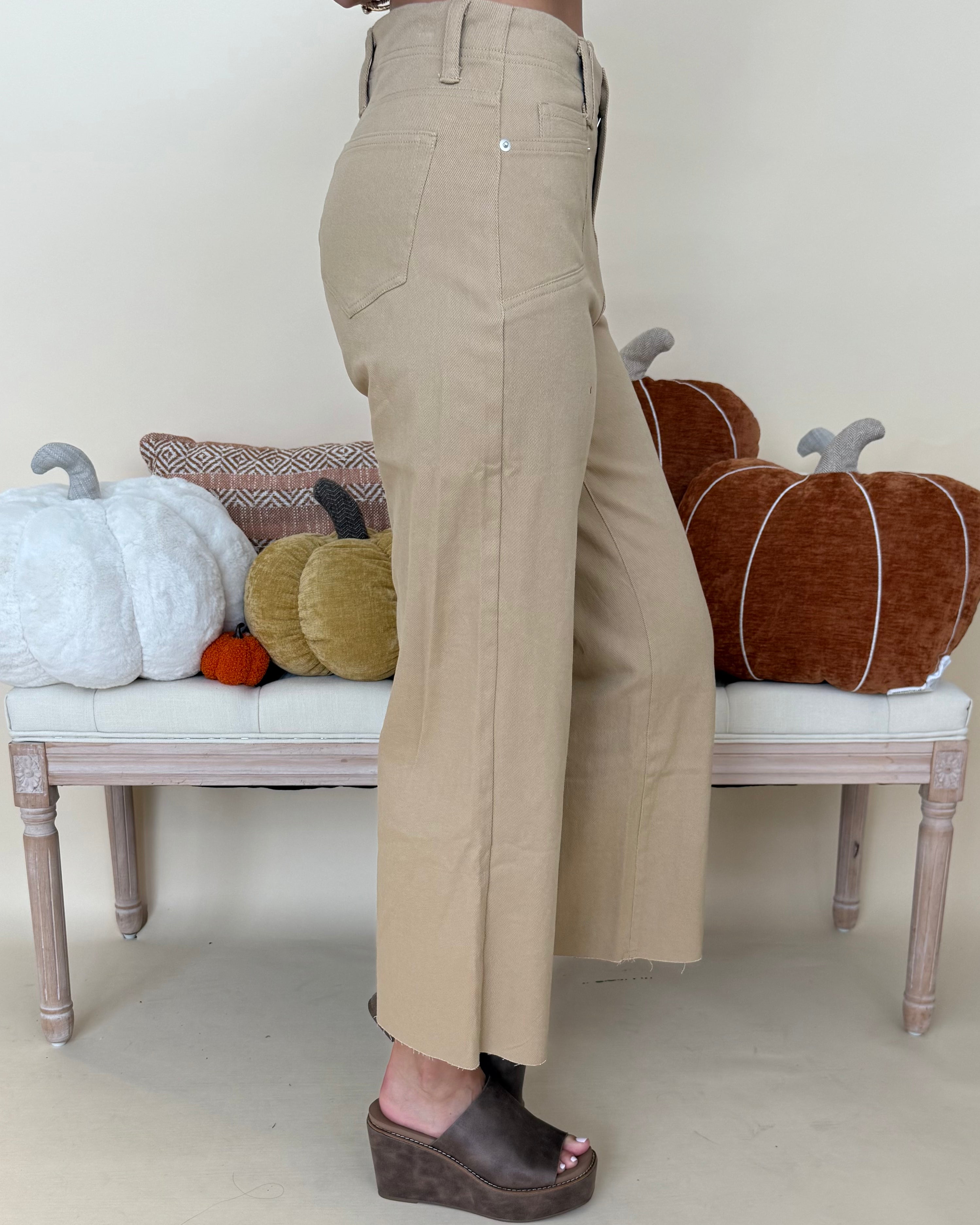 A Minute Taupe Slant Pocket Pants-Shop-Womens-Boutique-Clothing