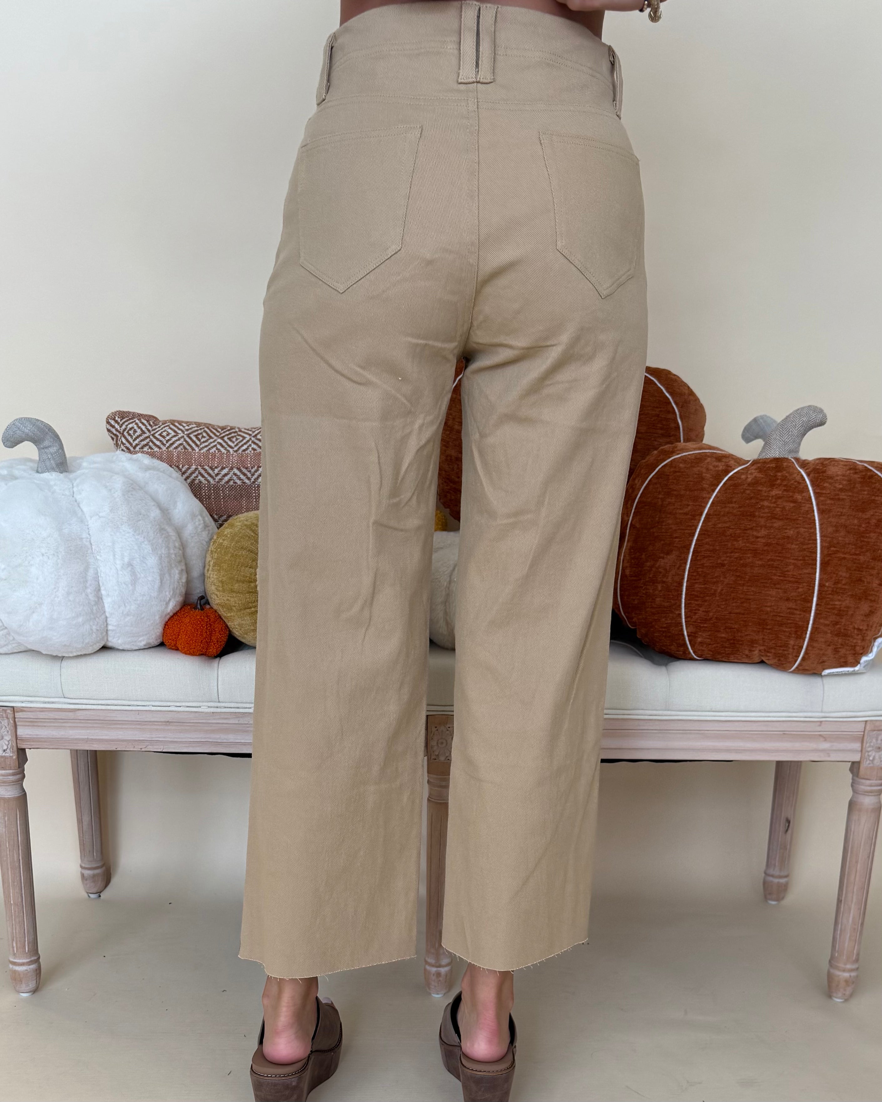 A Minute Taupe Slant Pocket Pants-Shop-Womens-Boutique-Clothing