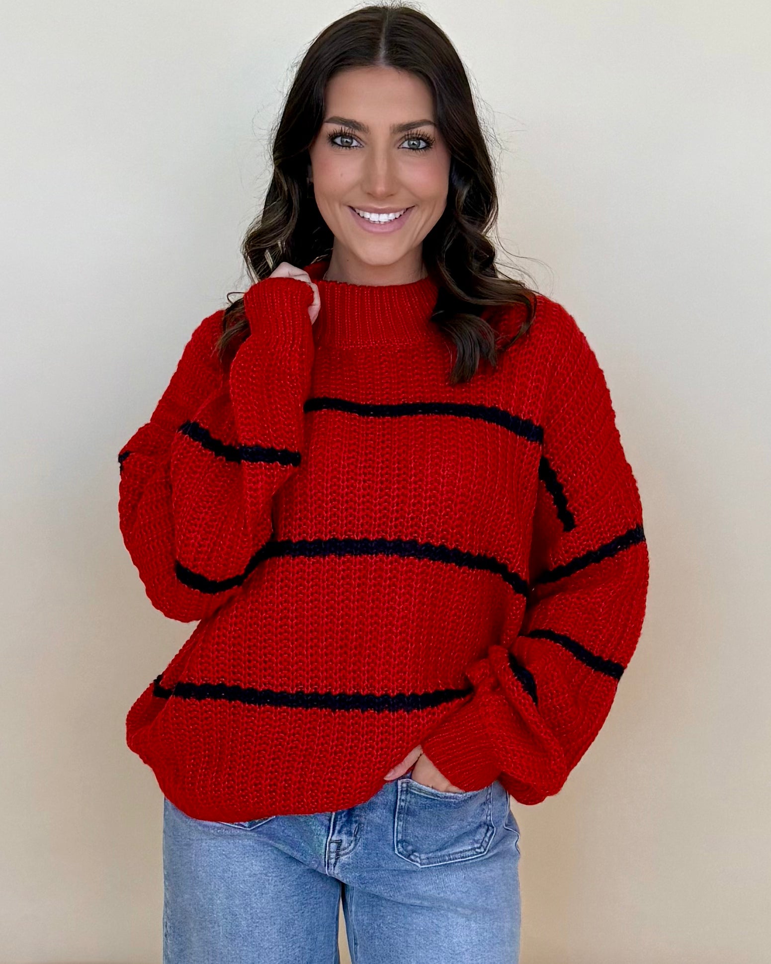 Comfort Knit Ruby Oversized Striped Sweater-Shop-Womens-Boutique-Clothing