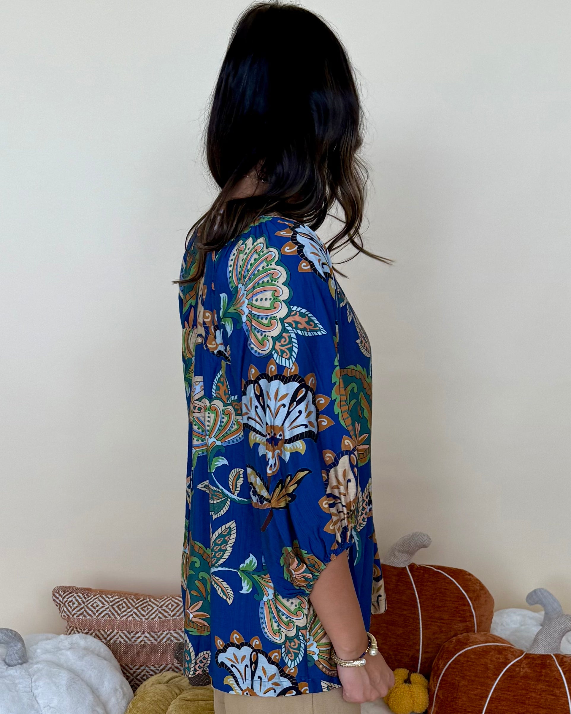 The Thoughtful Navy Abstract Button Top-Shop-Womens-Boutique-Clothing