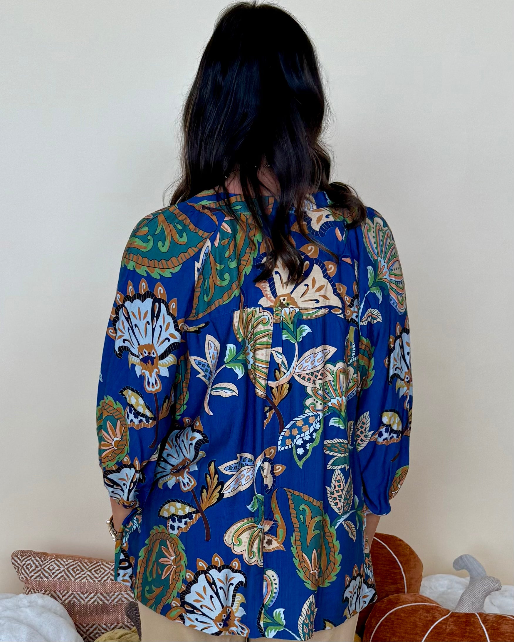 The Thoughtful Navy Abstract Button Top-Shop-Womens-Boutique-Clothing