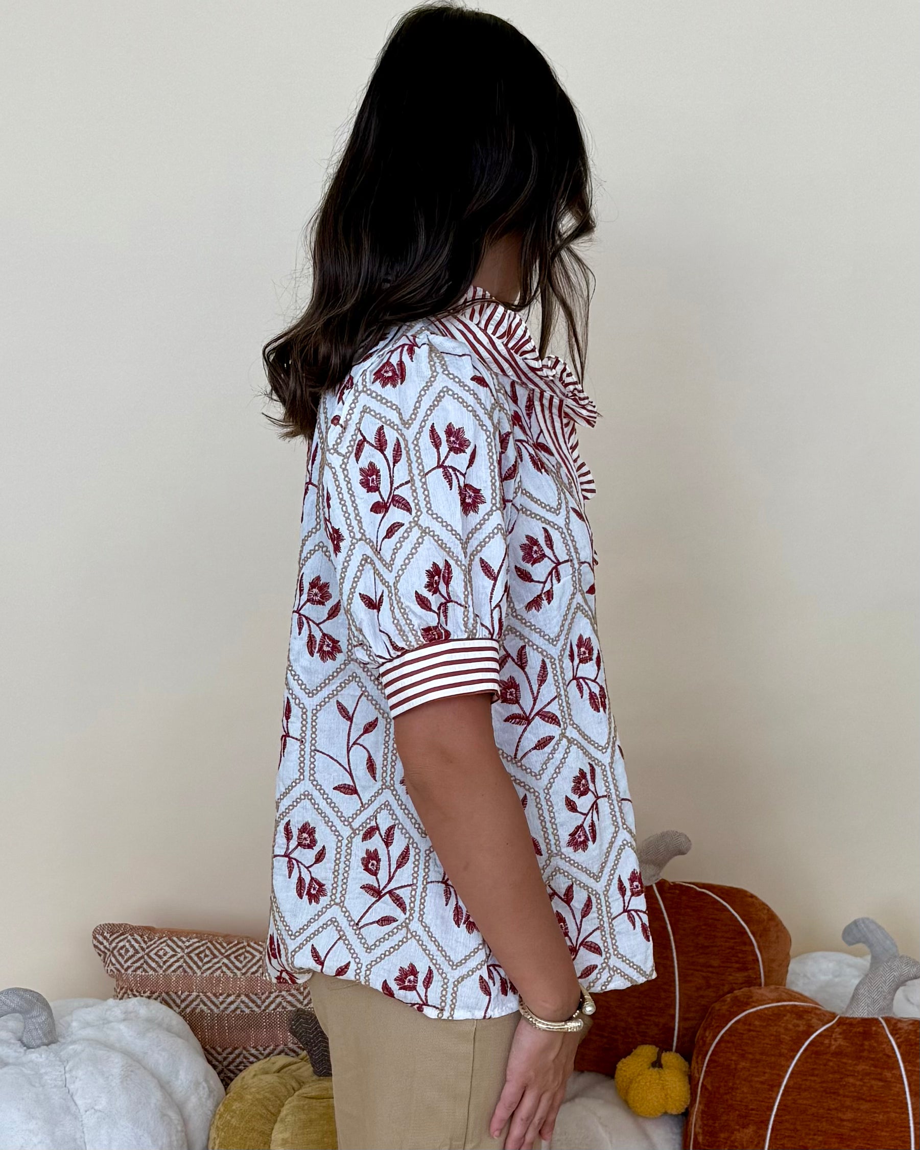 Peaceful Feel Brick Floral Embroidered Top-Shop-Womens-Boutique-Clothing