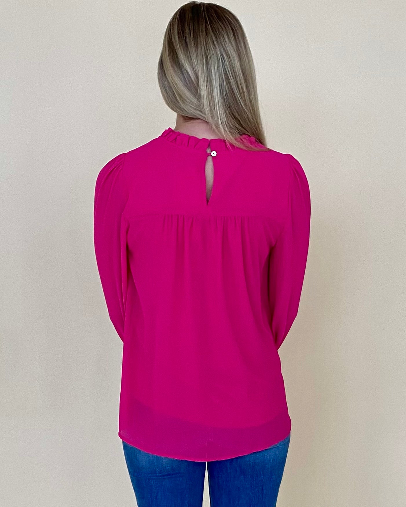 Tell Me All Fuchsia Ruffle Top-Shop-Womens-Boutique-Clothing