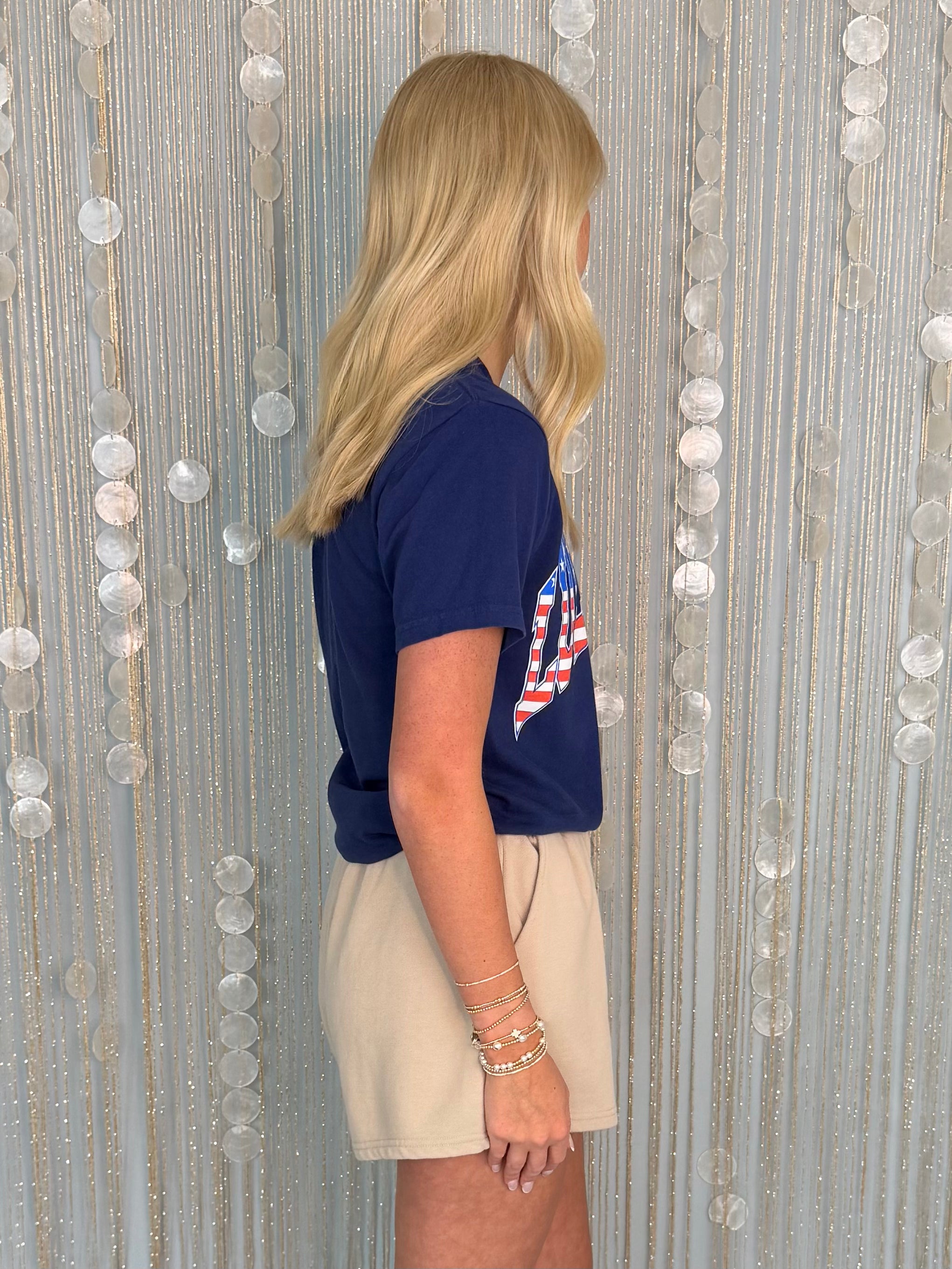 LULU Mac Navy Stars & Stripes Tee-Shop-Womens-Boutique-Clothing