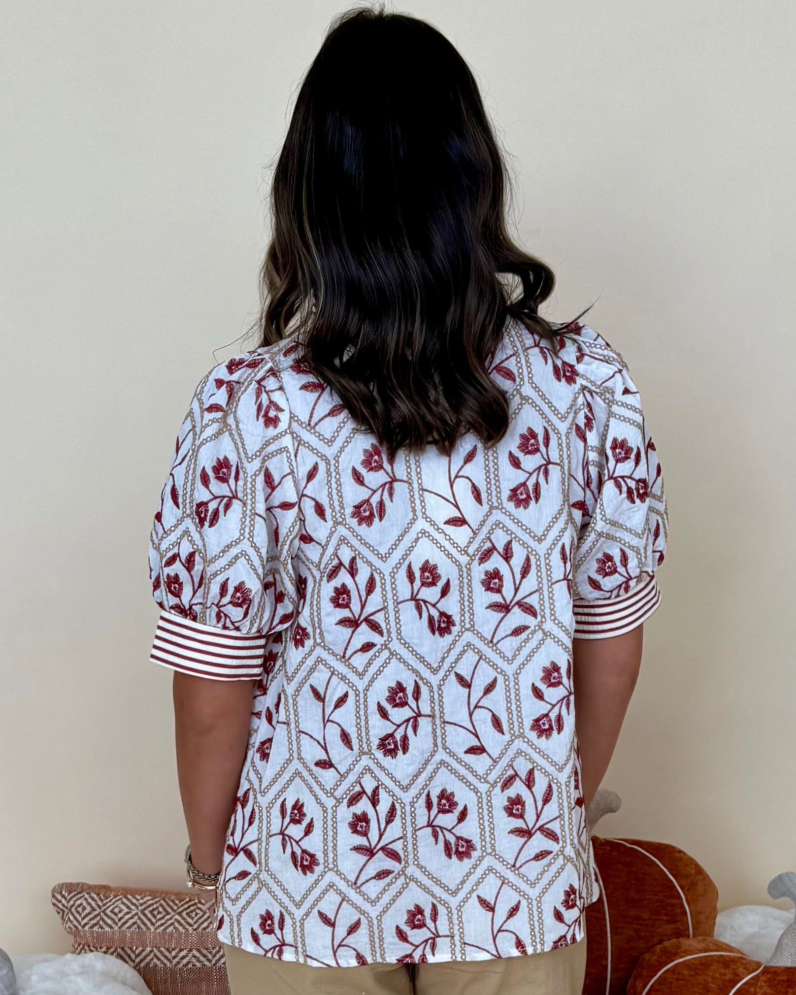 Peaceful Feel Brick Floral Embroidered Top-Shop-Womens-Boutique-Clothing
