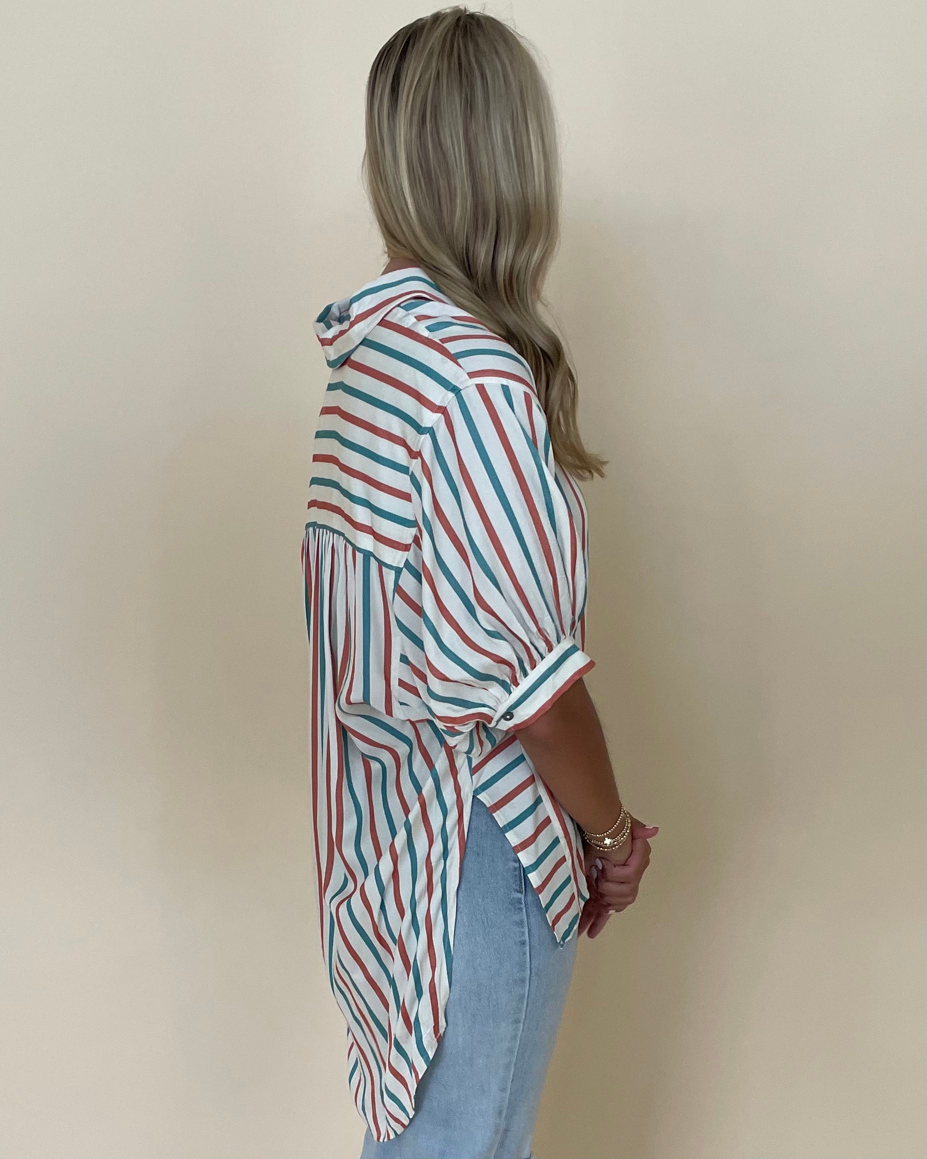 Favorite Day Blue Rust Stripe Top-Shop-Womens-Boutique-Clothing