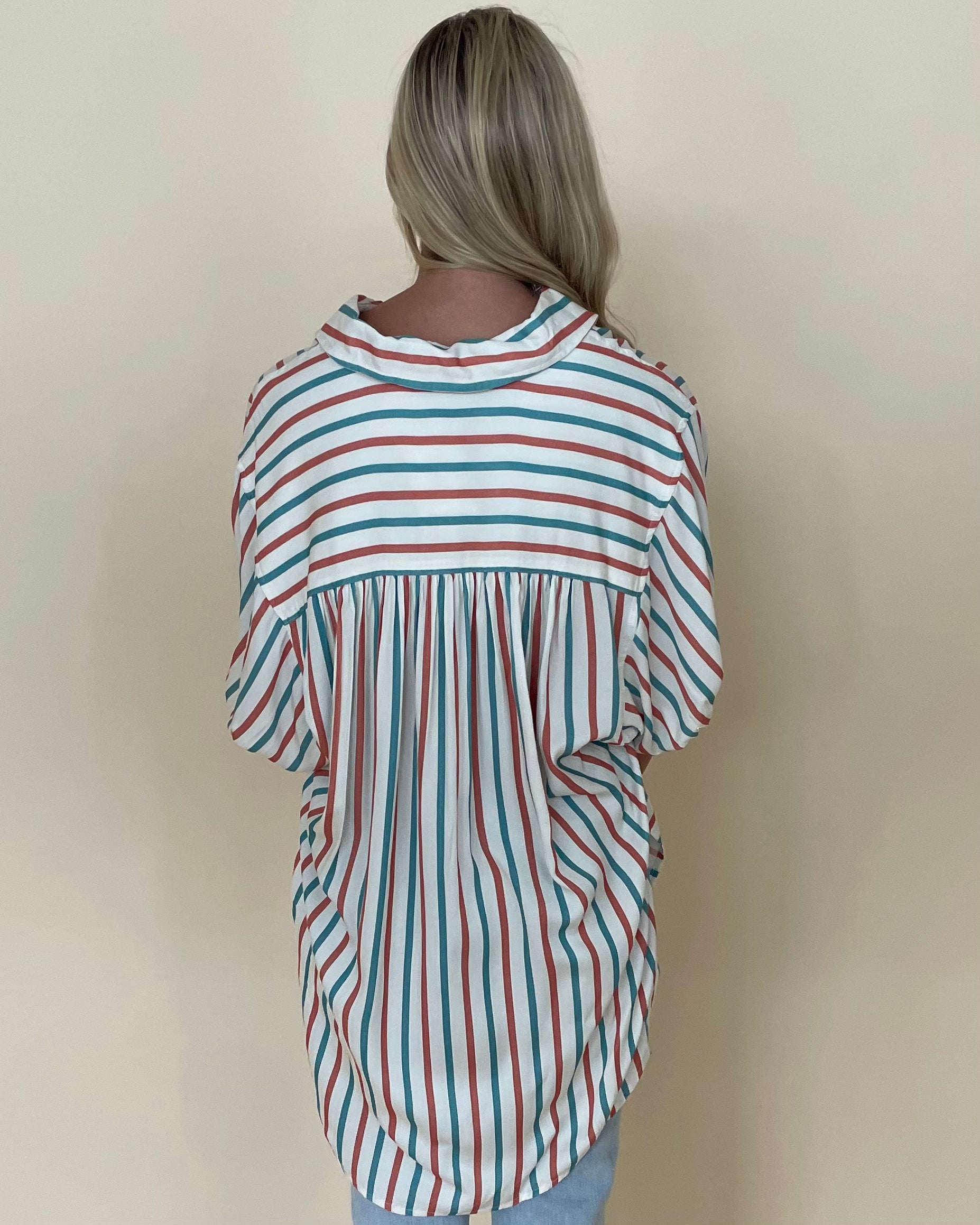 Favorite Day Blue Rust Stripe Top-Shop-Womens-Boutique-Clothing