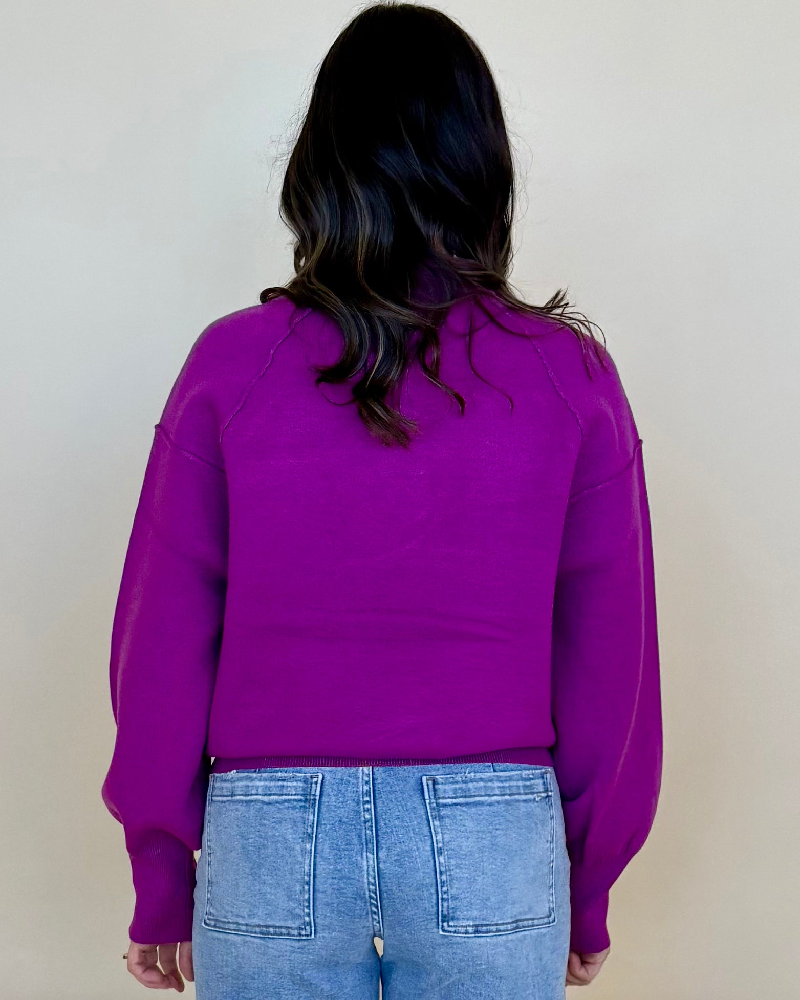 Soft Line Plum Vicose Exposed Seam Sweater-Shop-Womens-Boutique-Clothing