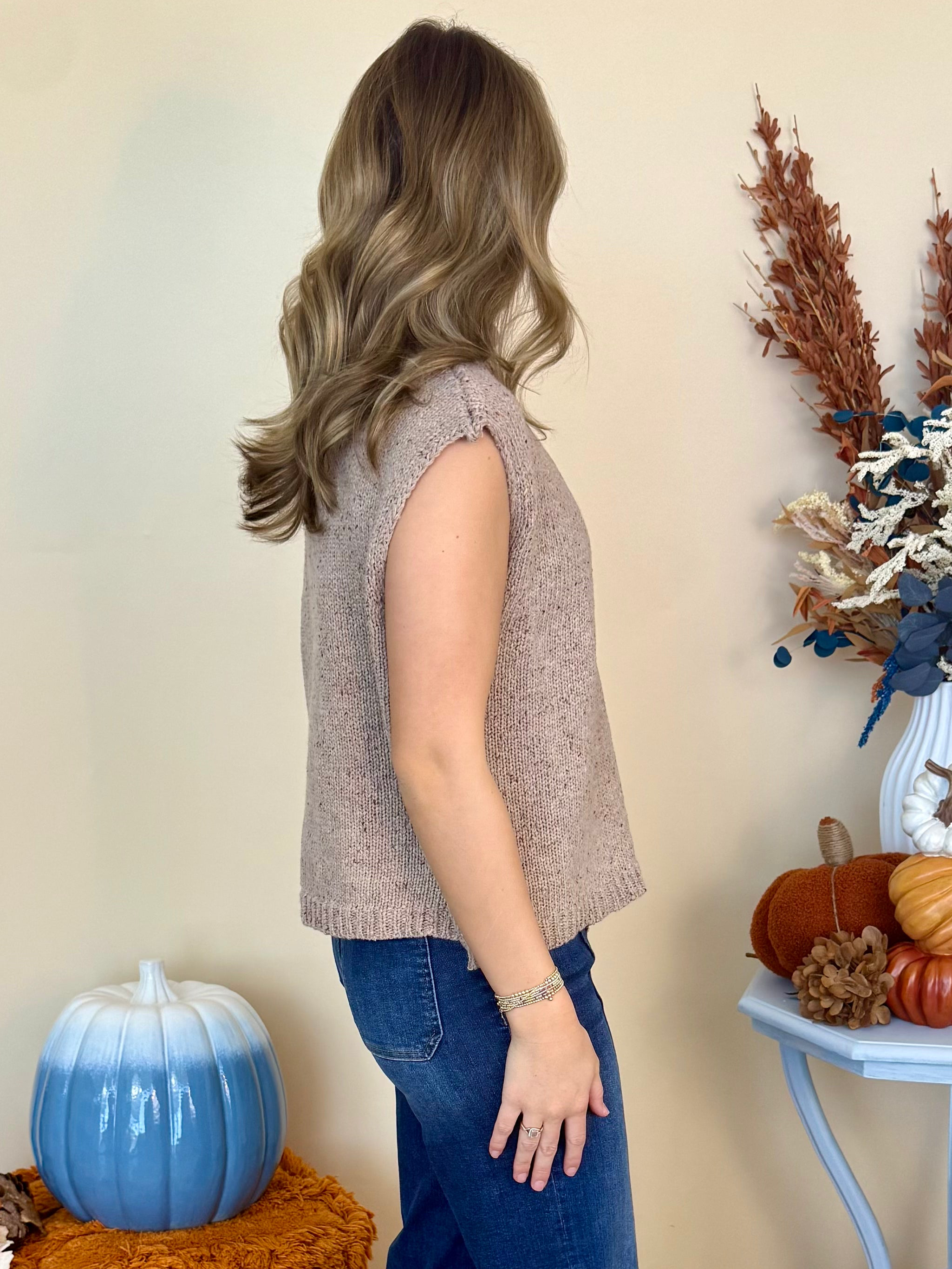 Never Full Taupe Drop Shoulder Mock Neck Sweater-Shop-Womens-Boutique-Clothing